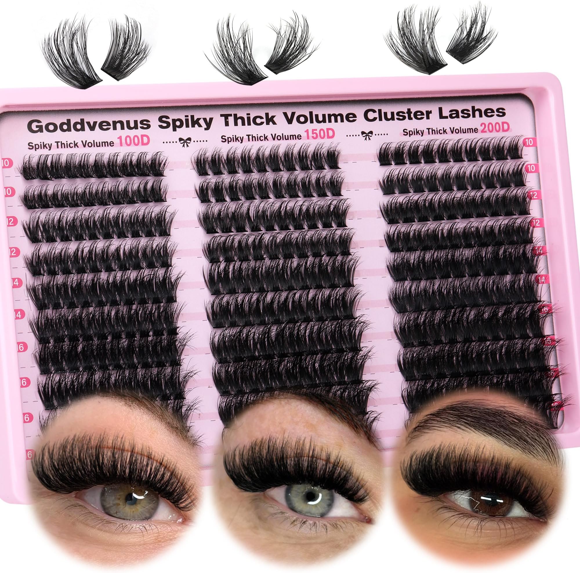 Fluffy Cluster Lashes Individual Eyelashes 300pcs Volume Russian Lash Clusters Wispy Lashes Individual Cluster Eyelashes D Curl Lash Extensions for DIY at Home