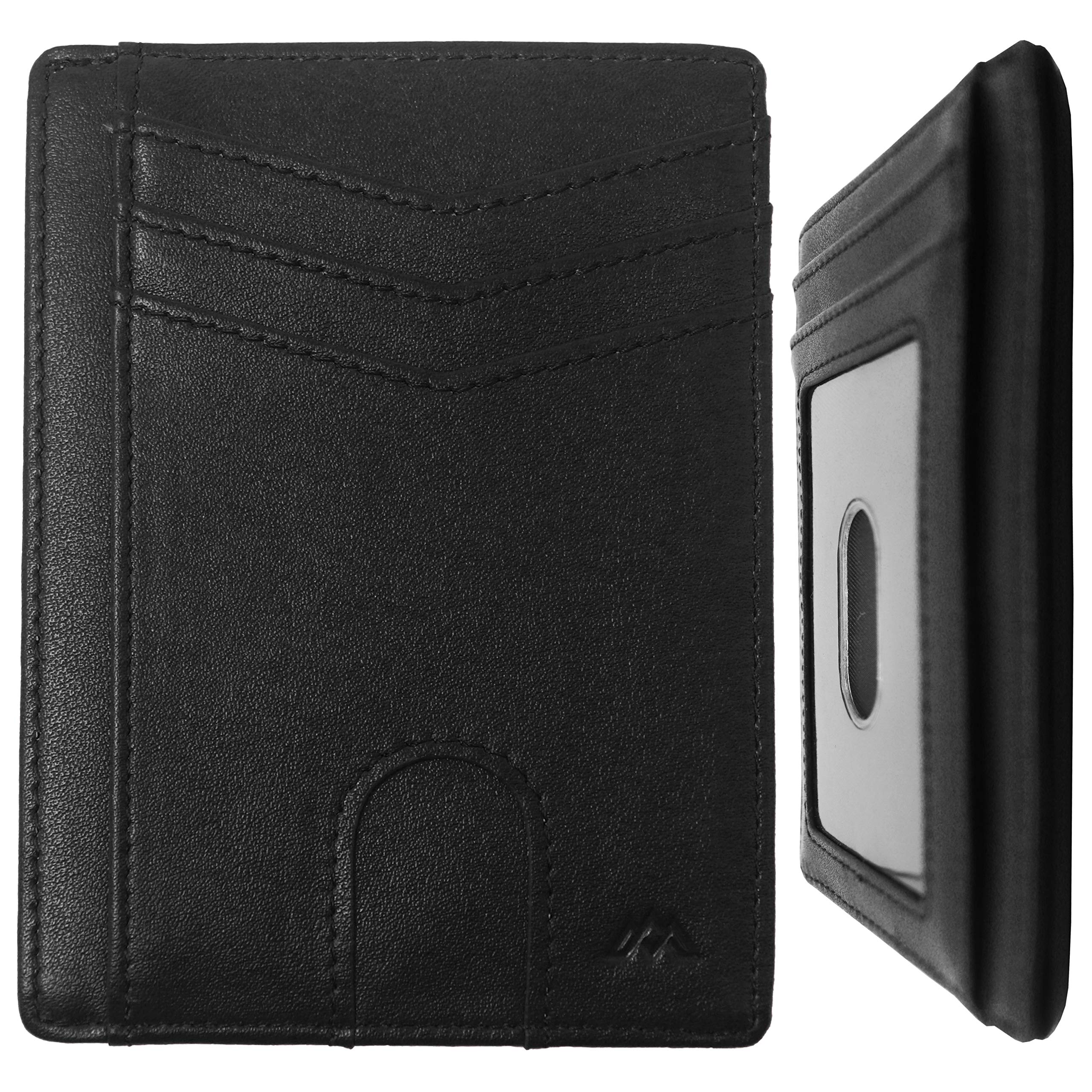 ARETE MERCHMinimalist Wallet for Men – RFID Blocking Card Wallet – Vegan Leather, Ultra Slim Credit Card Micro Wallets with Cash Money Pocket, ID Sleeve & Travel Pass Oyster Card Holder – Holds up to 9 Cards