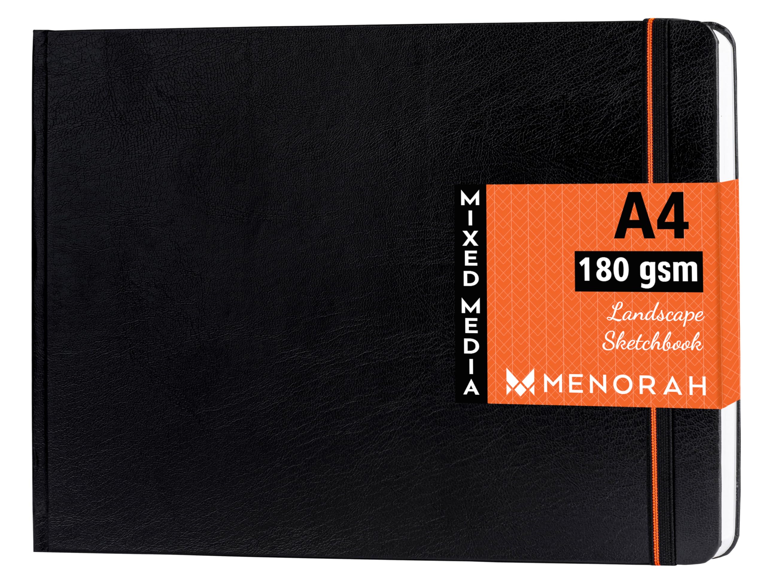 MENORAH Paper - A4 Sketchbooks For Artists - 180 Gsm (100 Pages/50 Sheets) - Hard Case Bound, Drawing Book, Size (21 Cm X 29.7 Cm) - Handmade - Landscape, Watercolor