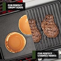 Vista 5 de Cast Iron Griddle/Grill Reversible Combo Set + Protective Mitts, Grill Press & Scraper- Pre-seasoned Indoor & Outdoor gas Stove Griddle- Stovetop