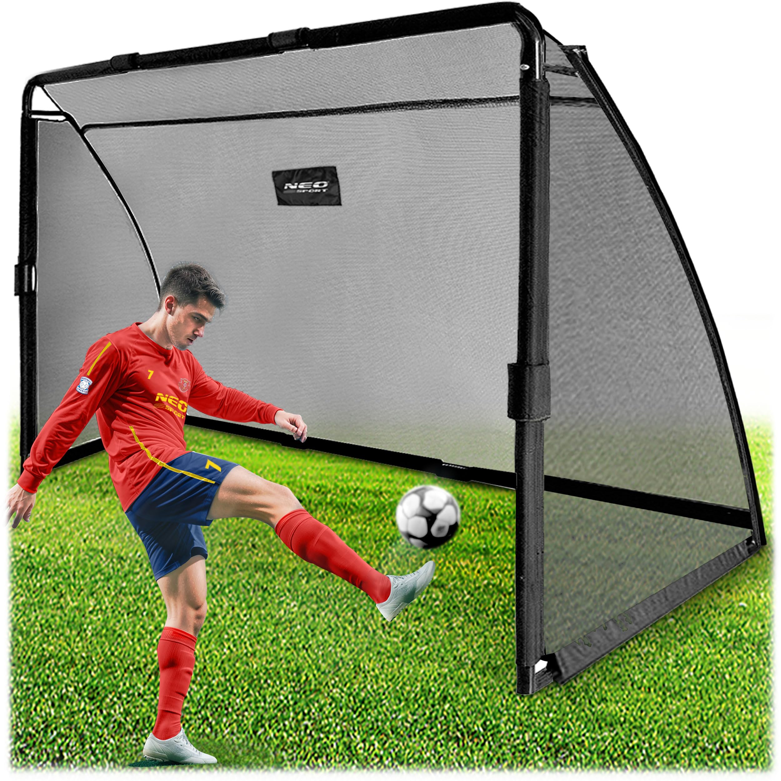 Neo-Sport Bramka do Piłki Nożnej Bramka Piłkarska z Pokrowcem na Stelaż Sprzęt Treningowy 300 x 200 x 90 cm Czarny