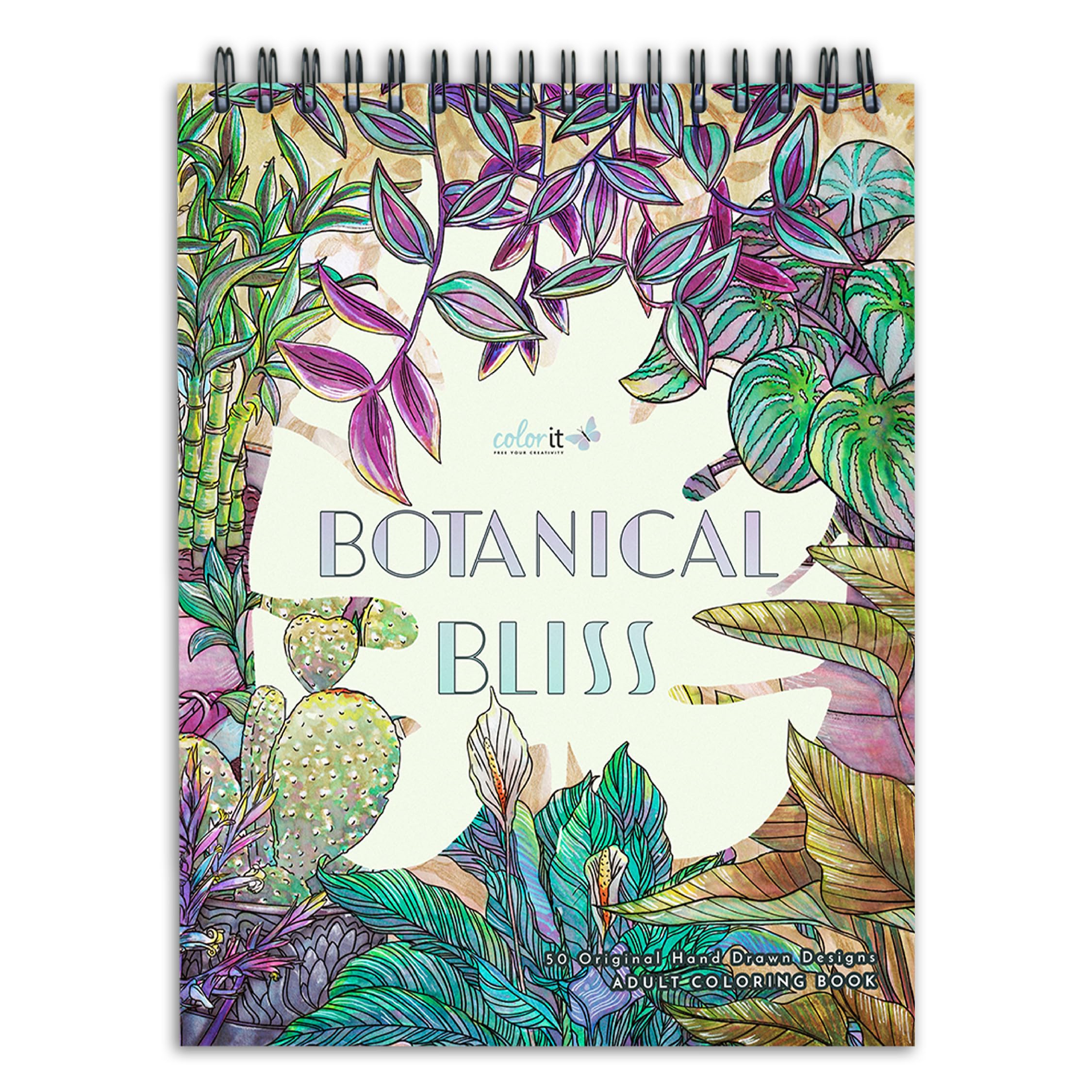 Amazon.com: ColorIt Botanical Bliss Spiral Bound Adult Coloring Book ...
