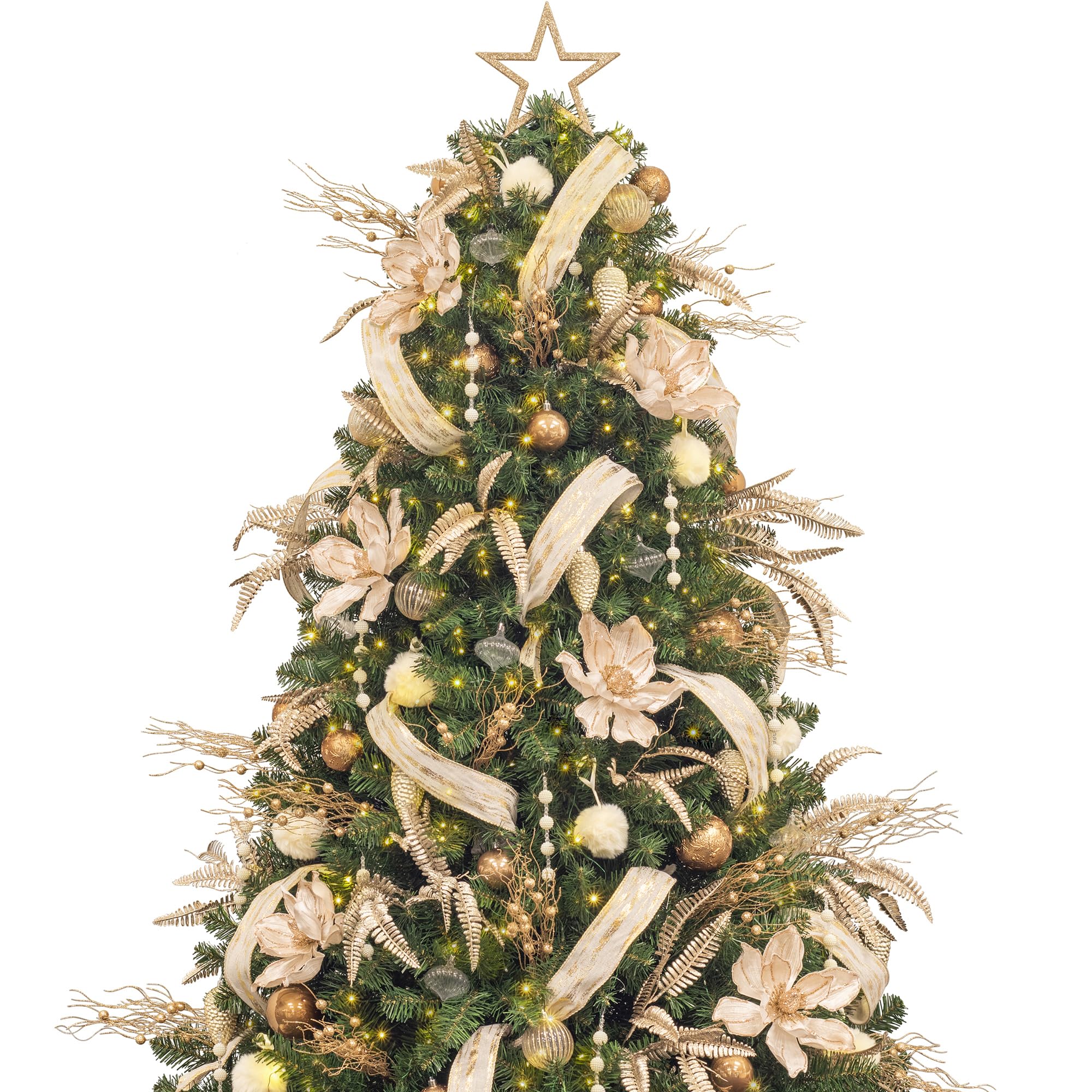 KI Store 7ft Christmas Tree with Ornaments and Lights Champagne