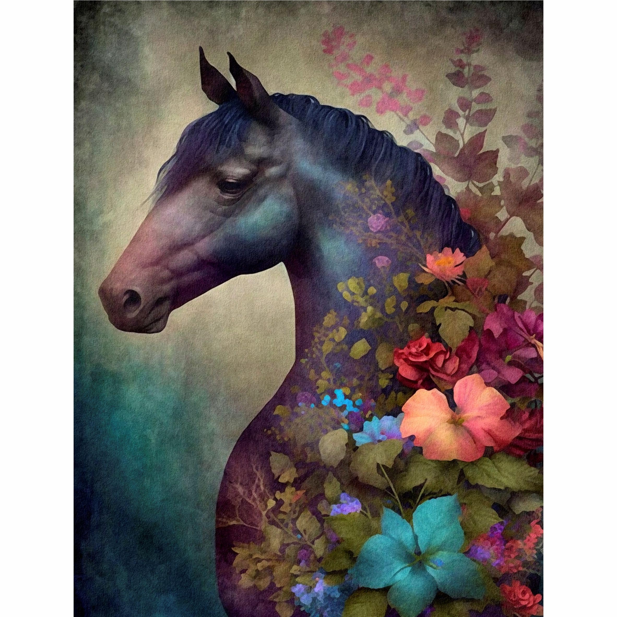 Horse Decoupage Rice Paper, 8 x 10.5 inch - for Decoupage Furniture Crafts