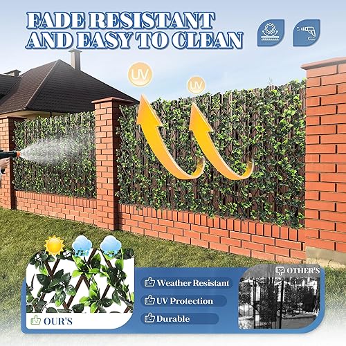 Miniatura 3 de ECOOPTS Expandable Artificial Rose Leaf Ivy Privacy Fence Screen Decoration for Backyard Patio Balcony Outdoor Indoor, 2 Packs
