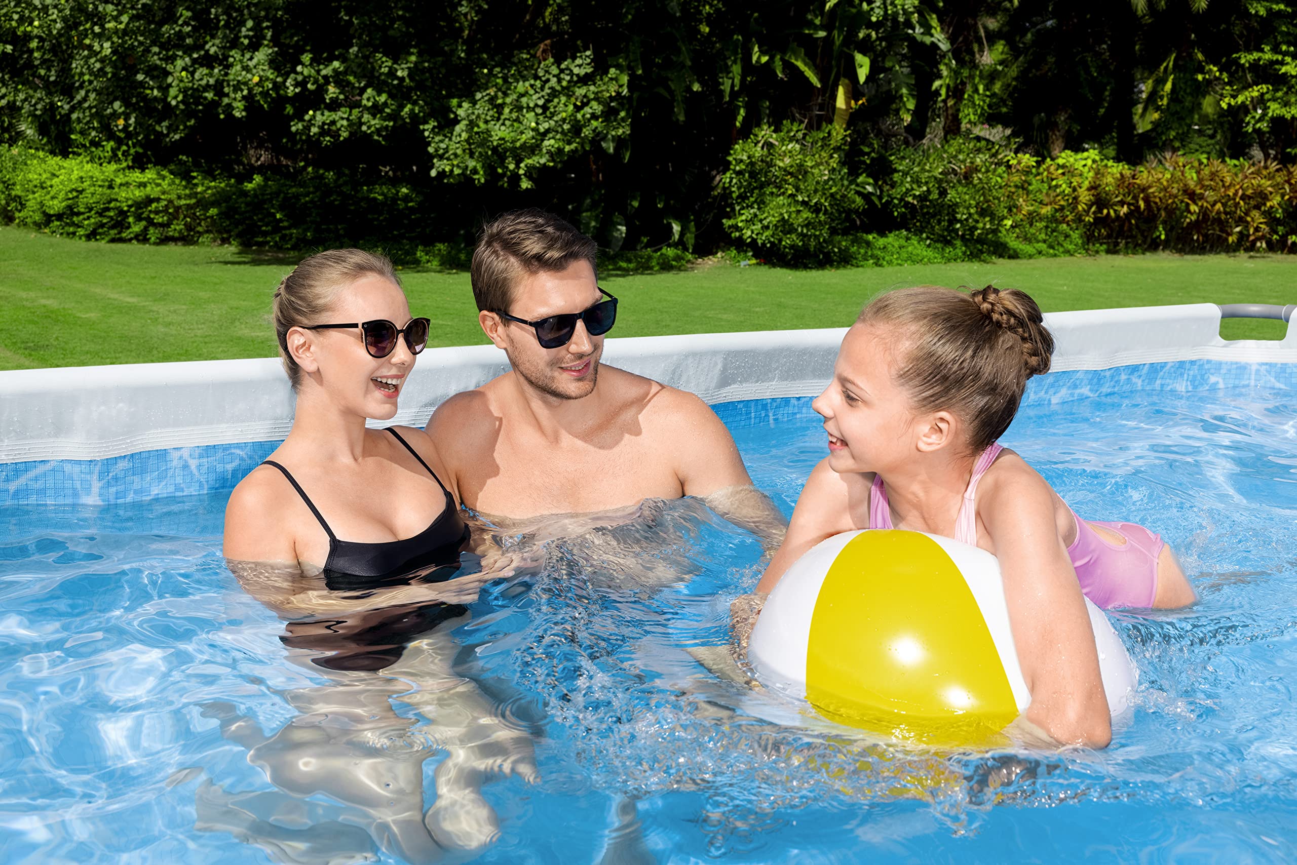 Bestway Power Steel Frame Pool-Set mit Filterpumpe 404 x 201 x 100 cm, lichtgrau, eckig