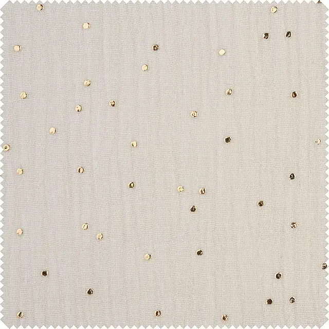 Musselin Vorhangstoff 'Goldene Punkte' aus Baumwolle, 130 cm breit, Meterware