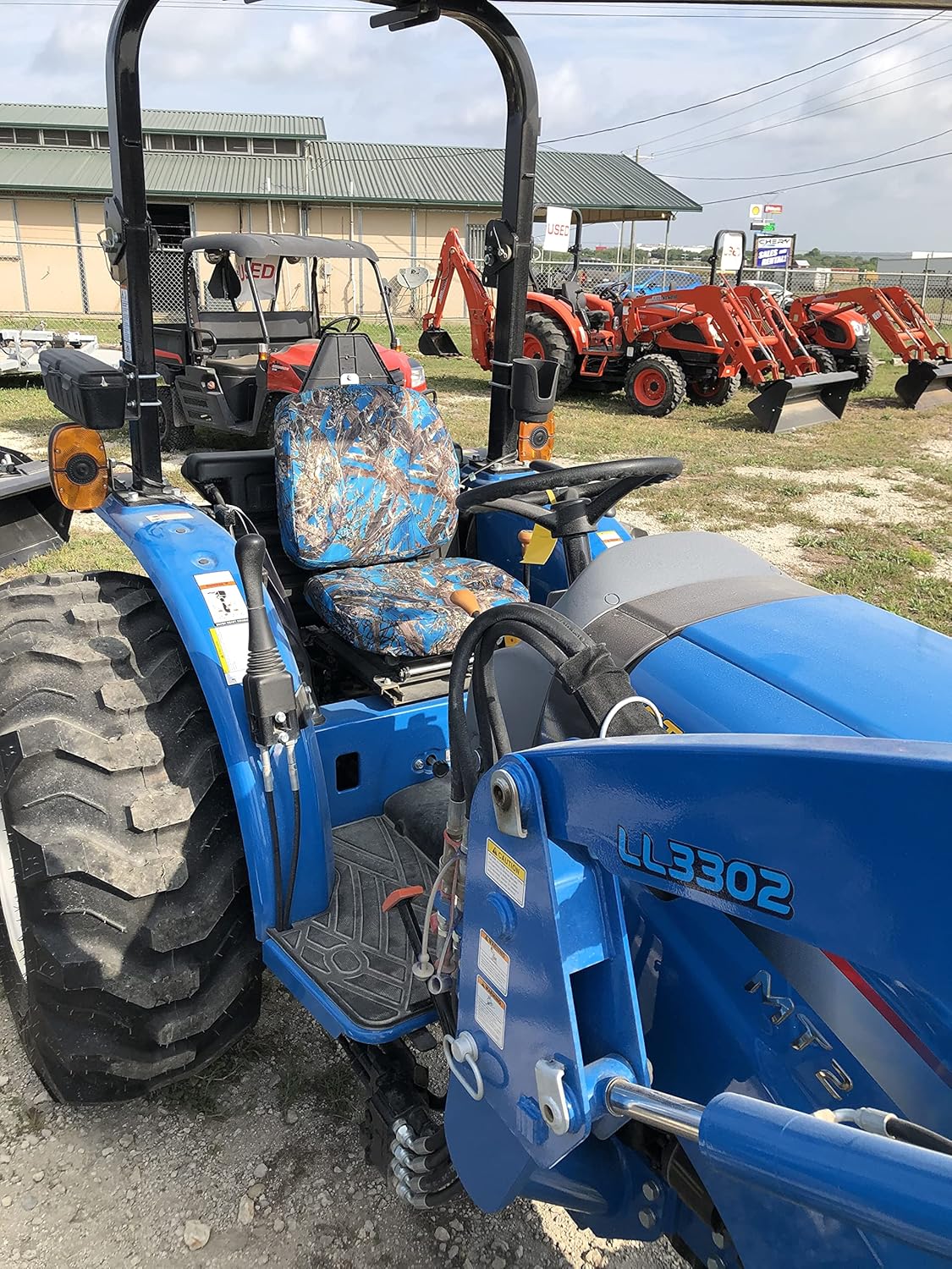 Durafit Seat Covers, LS MT2 Tractor. Waterproof Camo Seat Covers for Tractor, Two Pad Seat No Armrests...Blue Camo. New Holland Tractor Workmaster 25,35 and 40 ROP Version.