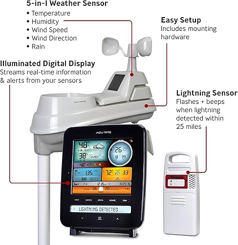 Miniatura 9 de Estación meteorológica AcuRite 01517 Pro con lluvia viento temperatura humedad y tiempo
