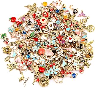 SANNIX 220Pcs Assorted Gold Plated Enamel Charms Necklace Bracelet Pendants for DIY Jewelry Making and Crafting