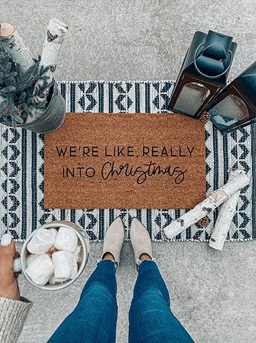 Tapete de bienvenida divertido con texto en inglés "We Like Really Into Christmas Doormat - Tapete de bienvenida para interiores y exteriores,