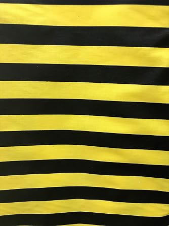 Sal Tex Fabrics, 1" Stripe Poly Cotton Fabric Print, Two Color Combination, Sells by the Yard, 60" Wide Black/Yellow