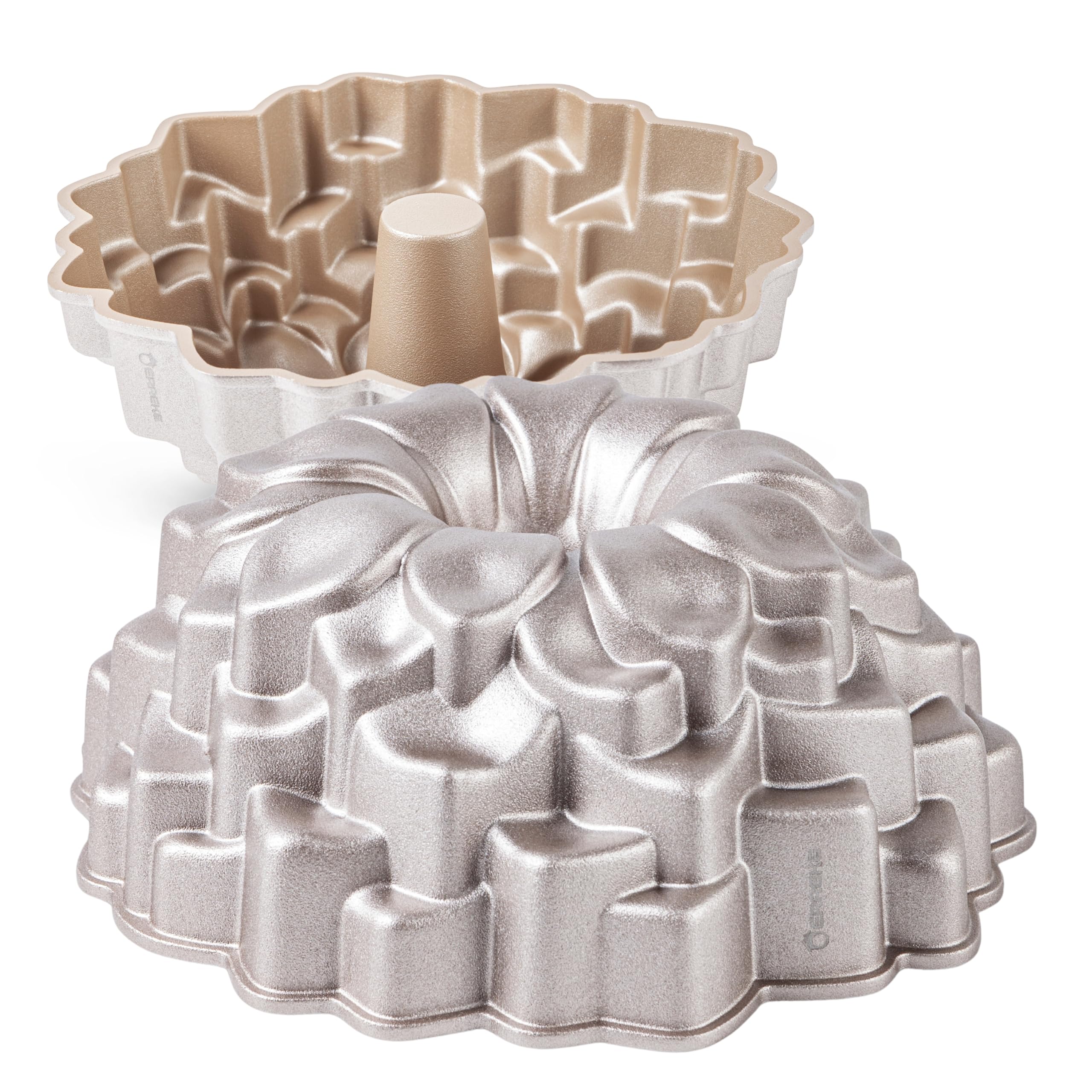 Erreke Forma do Babki do Piekarnika, Podwójna Powłoka Nieprzywierająca, Wytrzymałe Odlewane Aluminium, Savarin Równomierne Pieczenie, Wypieki, Kolor Różowe Złoto, 24 cm, 2,5 litra, Bloom