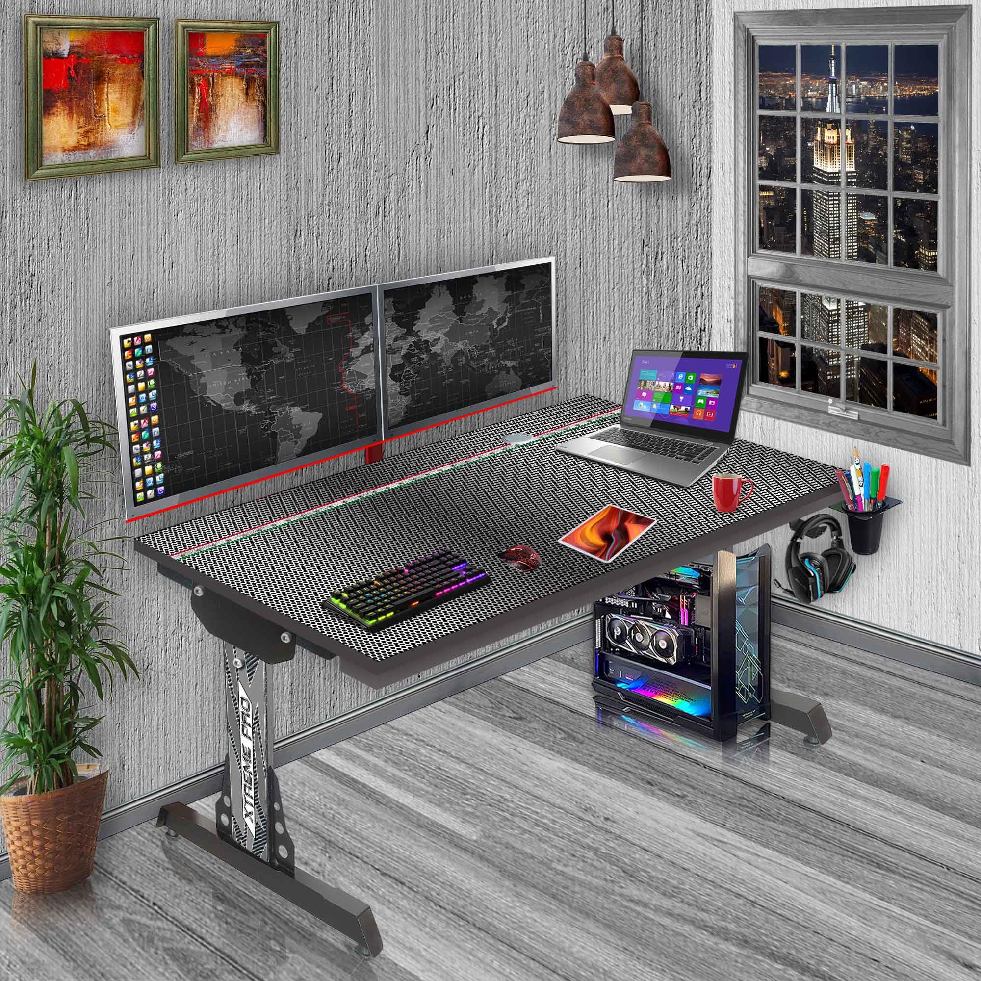 Xtreme PRO Direct Theme Printed Computer Desk for Gaming, Work & Study. Large for PC, Dual Monitors, iMac, and Laptops. Steel & Engineered Wood. Black Stand. 4 Feet-XPB4 (1XPB4-ITALIAN MESH)