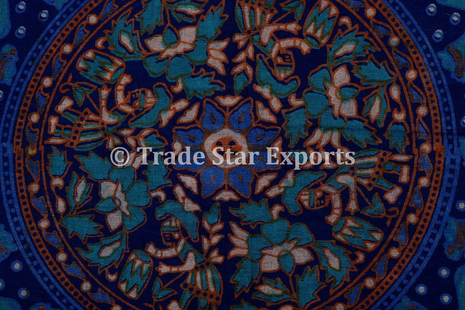 Fodera Cuscino Quadrato 66x66cm Indiana Mandala - Cotone Con Pompon E Cerniera - Solo Coperta - 4