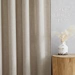 NICETOWN Linen Rideaux 84 pouces Long Light Filtering pour le salon, Rod Pocket & Back Tab Traitements de fenêtre lavables Faux Semi Sheer Confidentialité avec pour ferme, W52 x L84, 2 Panneaux, farine d'avoine