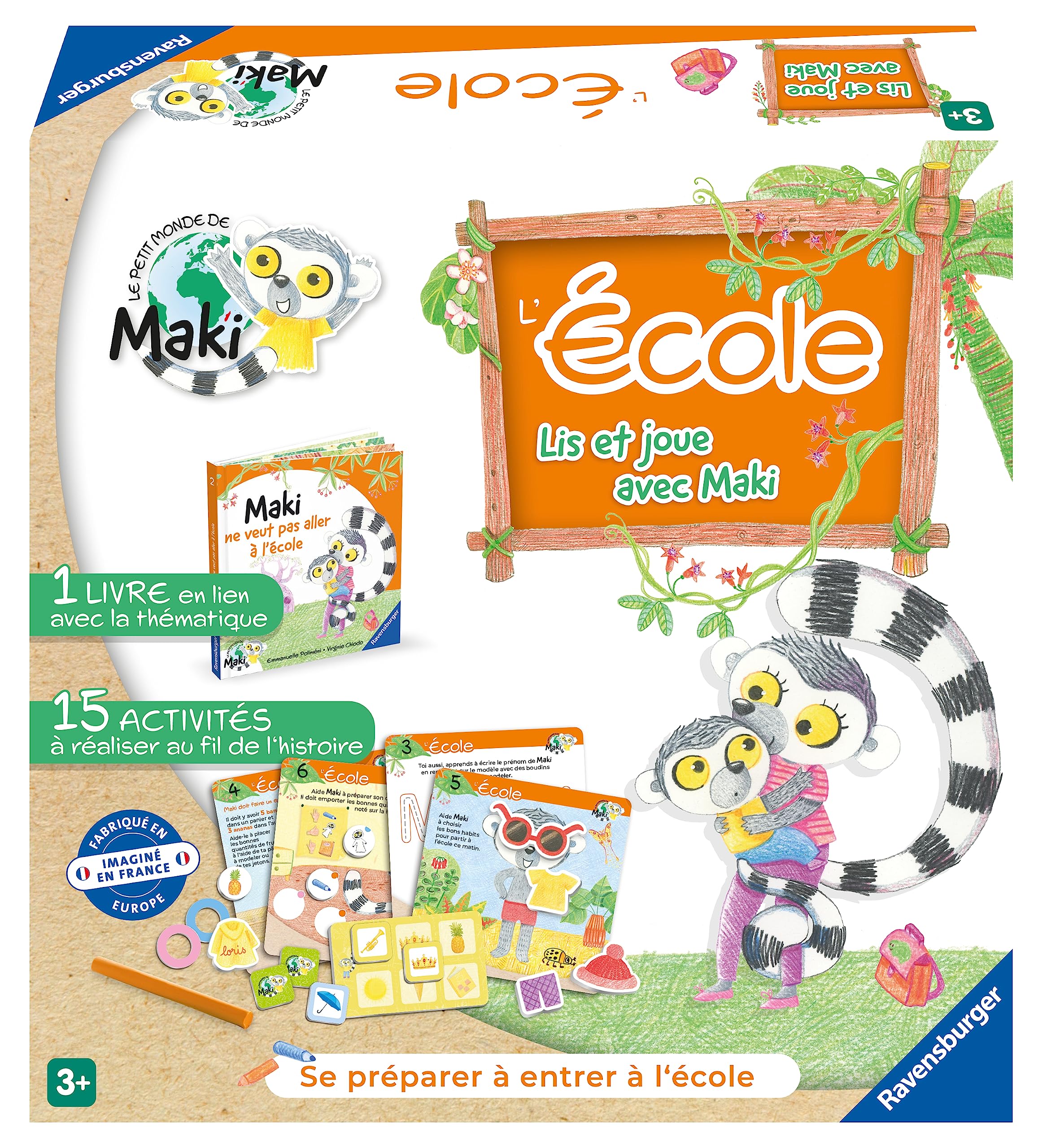 Ravensburger Maki does not want to go to school - L'Ecole - First board game for children - Child and parents - from 3 years old - Unisex - 22356 - French version