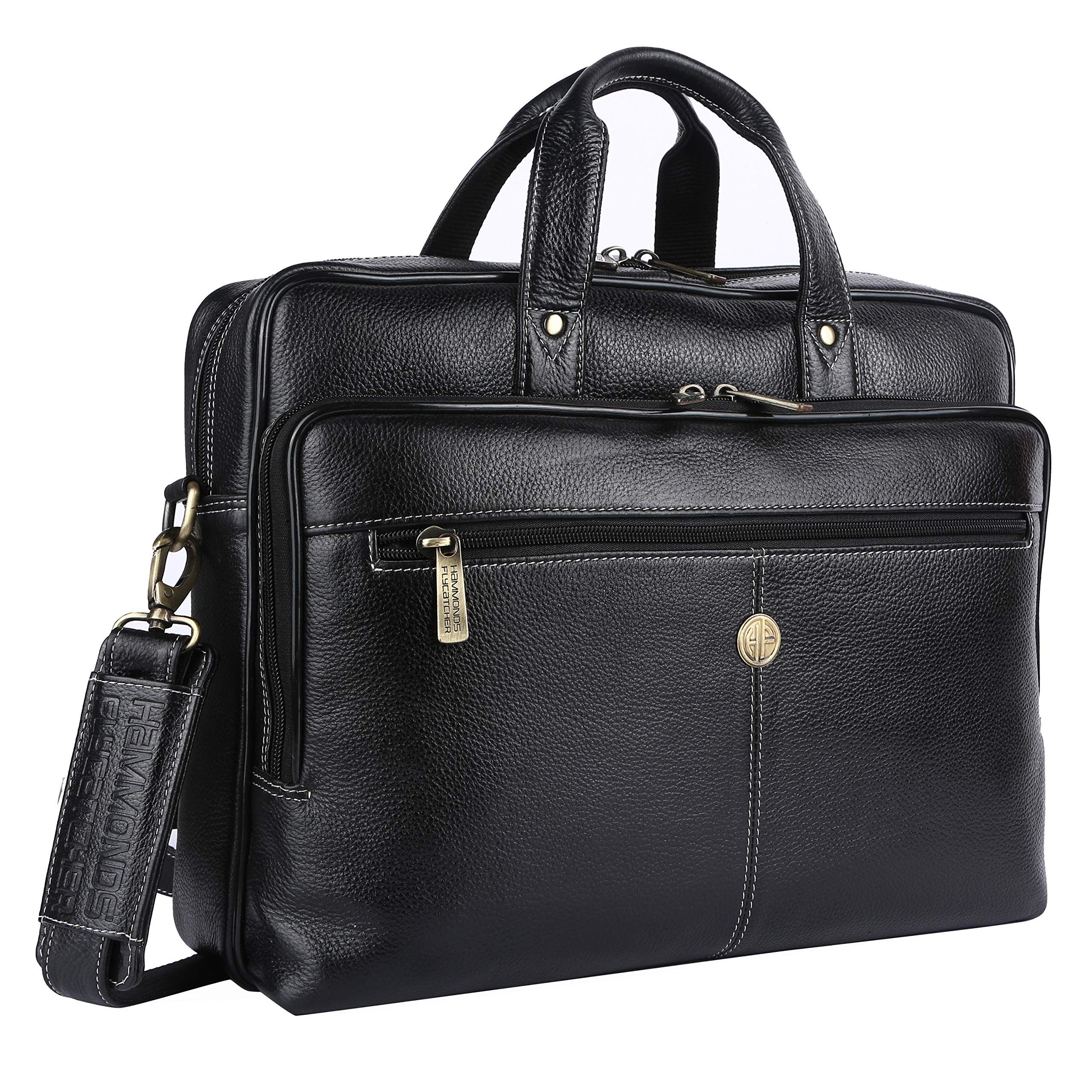 HAMMONDS FLYCATCHER Genuine Leather Office Bag for Men, Stylish 15.6 Inch Laptop Bag for Men with Multiple Compartments, this Leather Bag for Men has Adjustable Strap - 1 Year Warranty - Black (B083M1PNDD) Amazon Price History, Amazon Price Tracker
