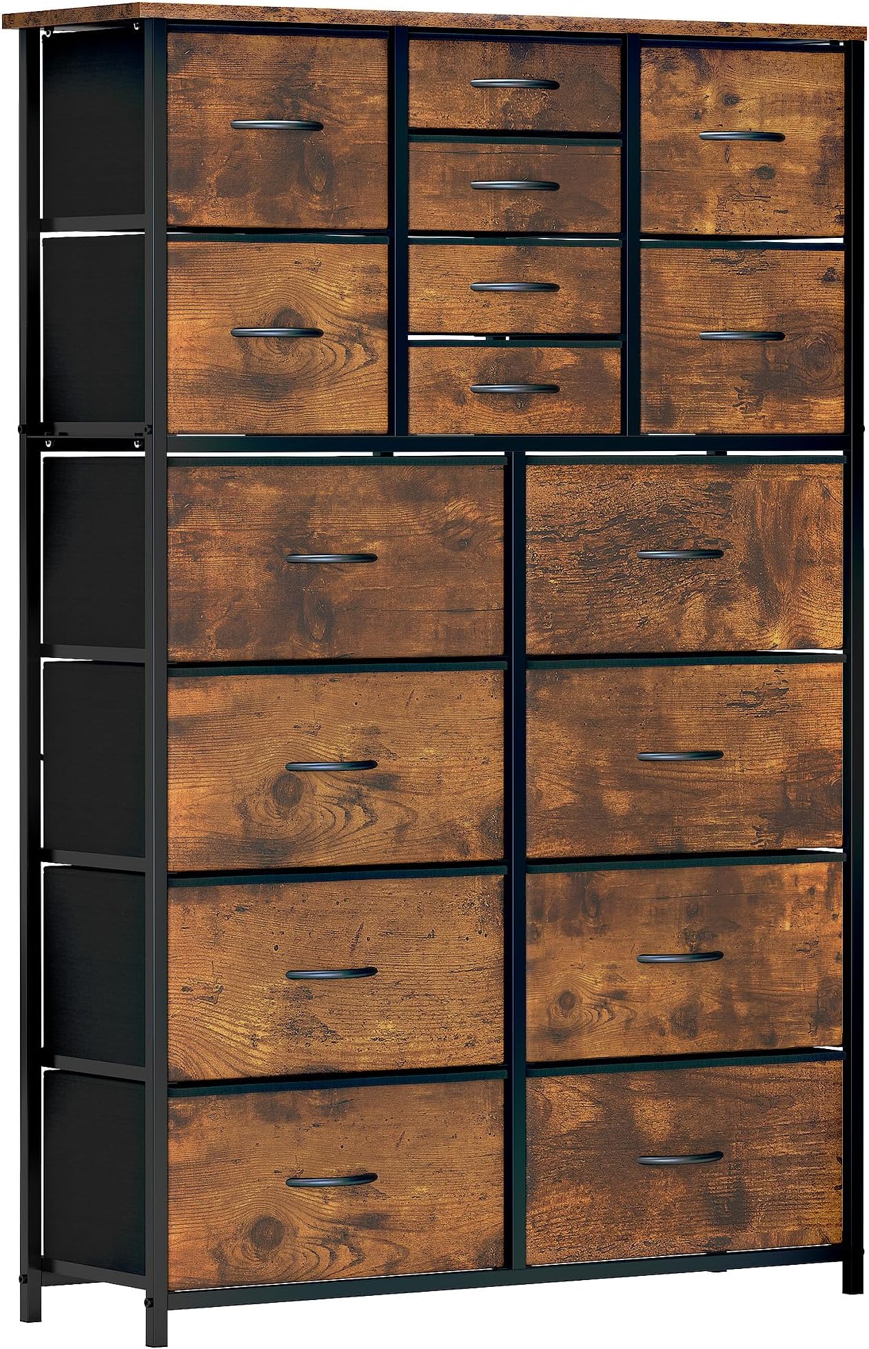 Commode 8 Tiroirs En Tissu Avec Cadre Métal, Armoire De Rangement Multicouleur