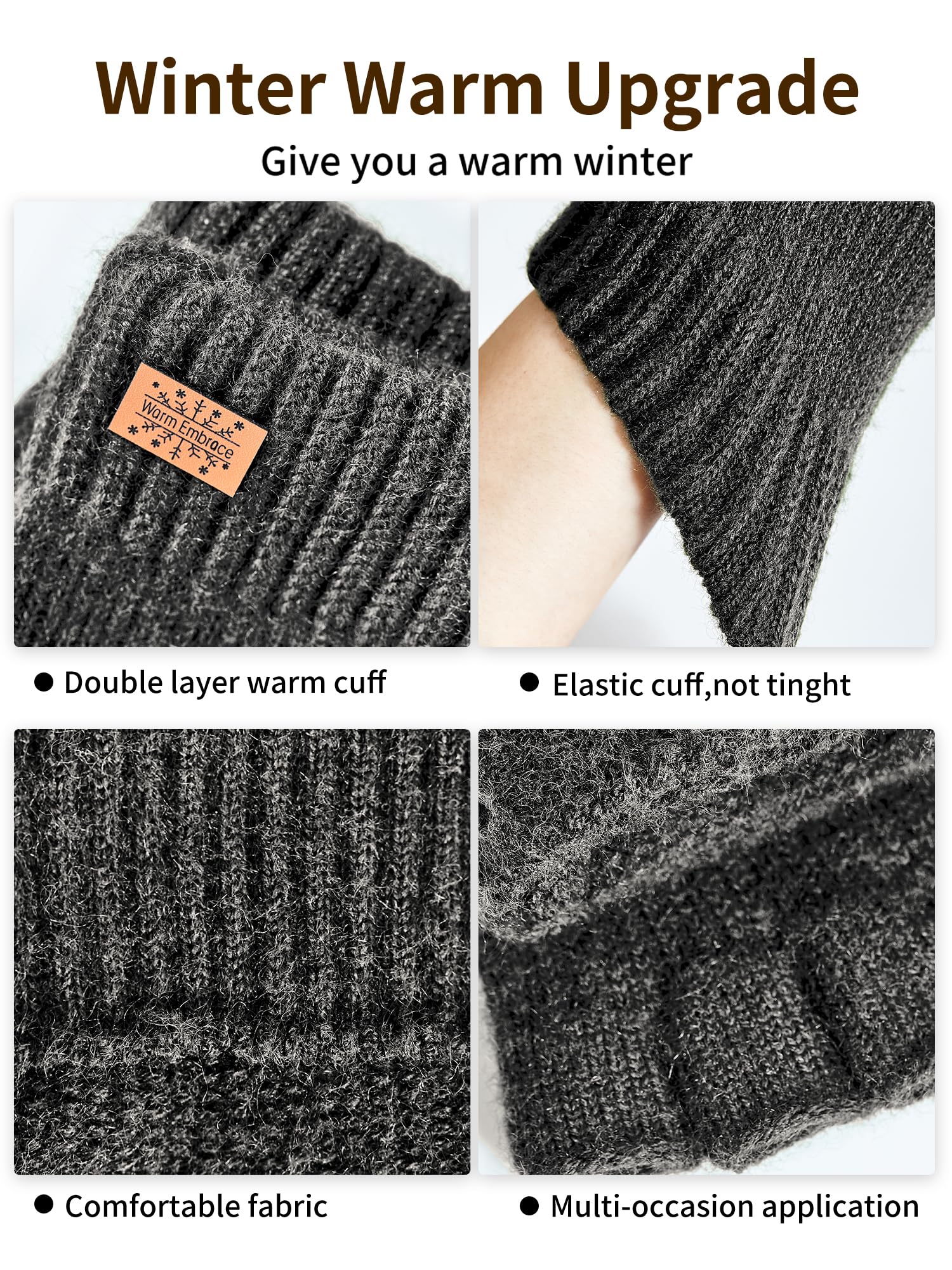 JYUYNY Guanti senza dita - Guanti Mezze Dita Invernali,Guanti Termici Caldi Guanti Senza Dita Fingerless Gloves Guanti in Maglia Unisex per Uomini e Donne