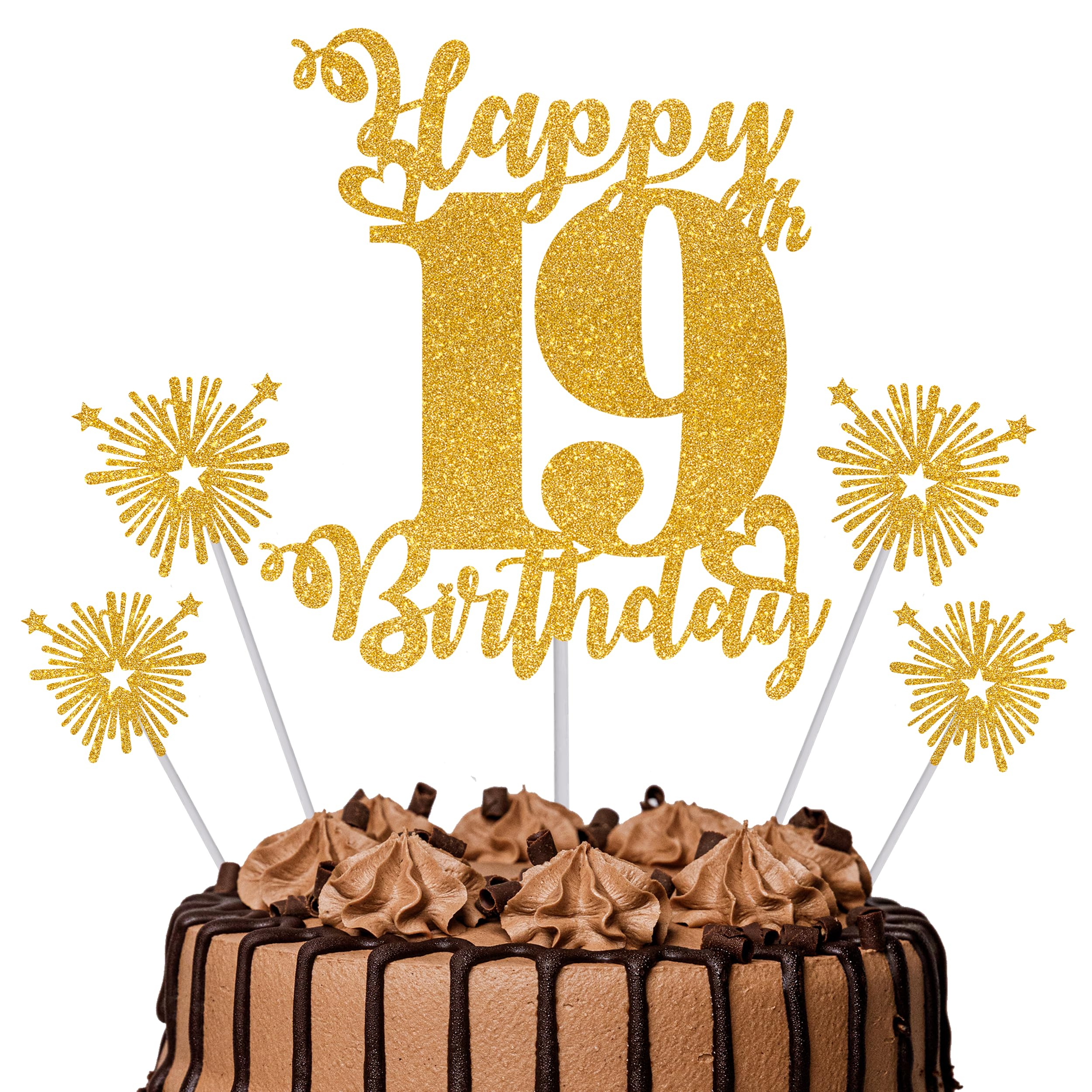 Gold Glitter 96th Birthday Cake Topper Set – 5 Piece Premium Glitter Birthday Decoration & Party Supplies for Men, Women & Kids – 96th Birthday — view 59