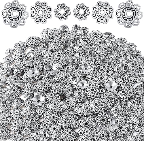 PAGOW 300 cuentas espaciadoras de 0.315 in0.394 in0.472 in, tapas de cuentas de flores, San Valentín, cumpleaños, boda, graduación, joyería,