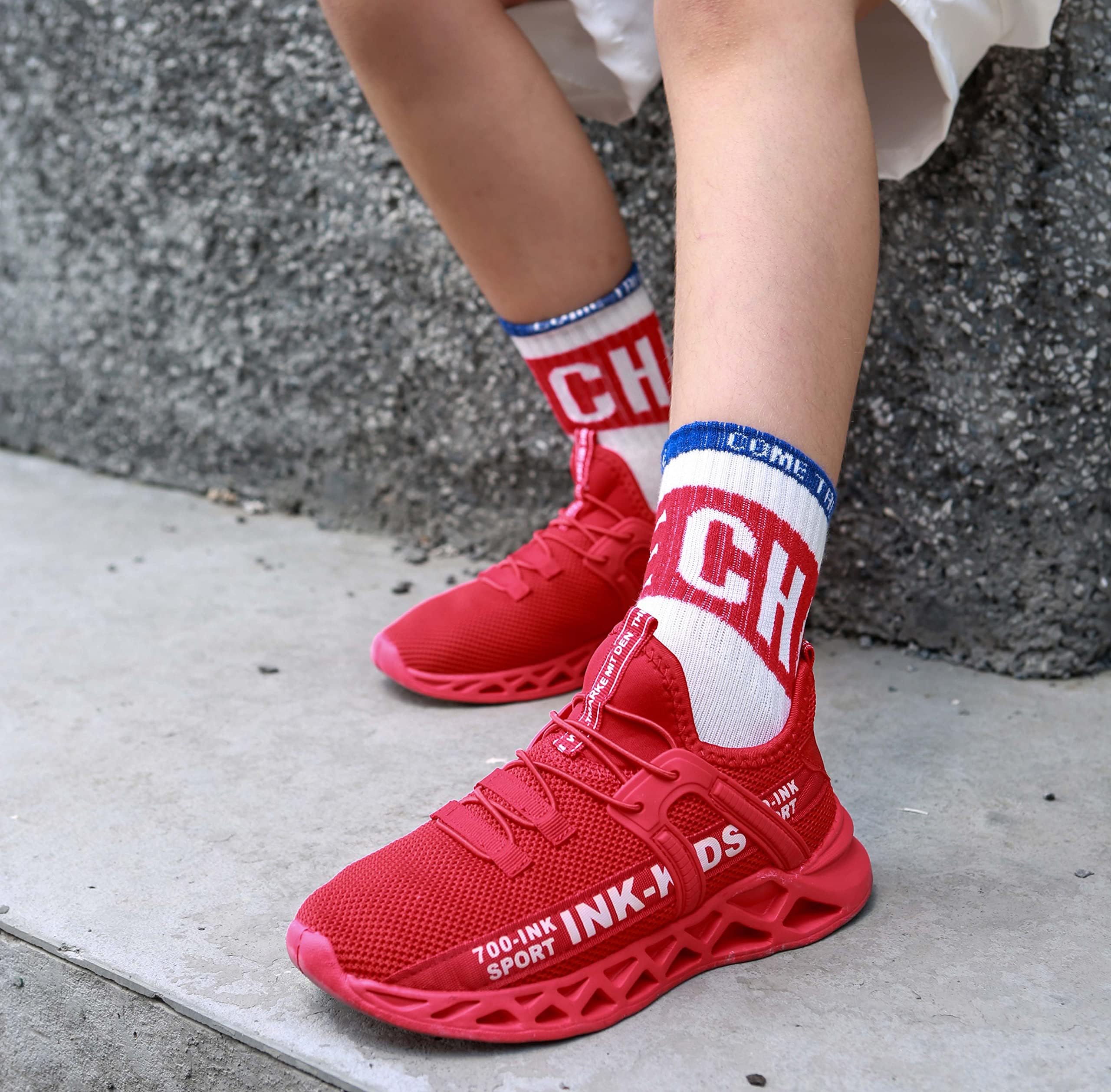Basket Enfant Garcon Chaussures de Course Runing Sneakers Chaussures de Sport Filles Légère Outdoor EU26-39