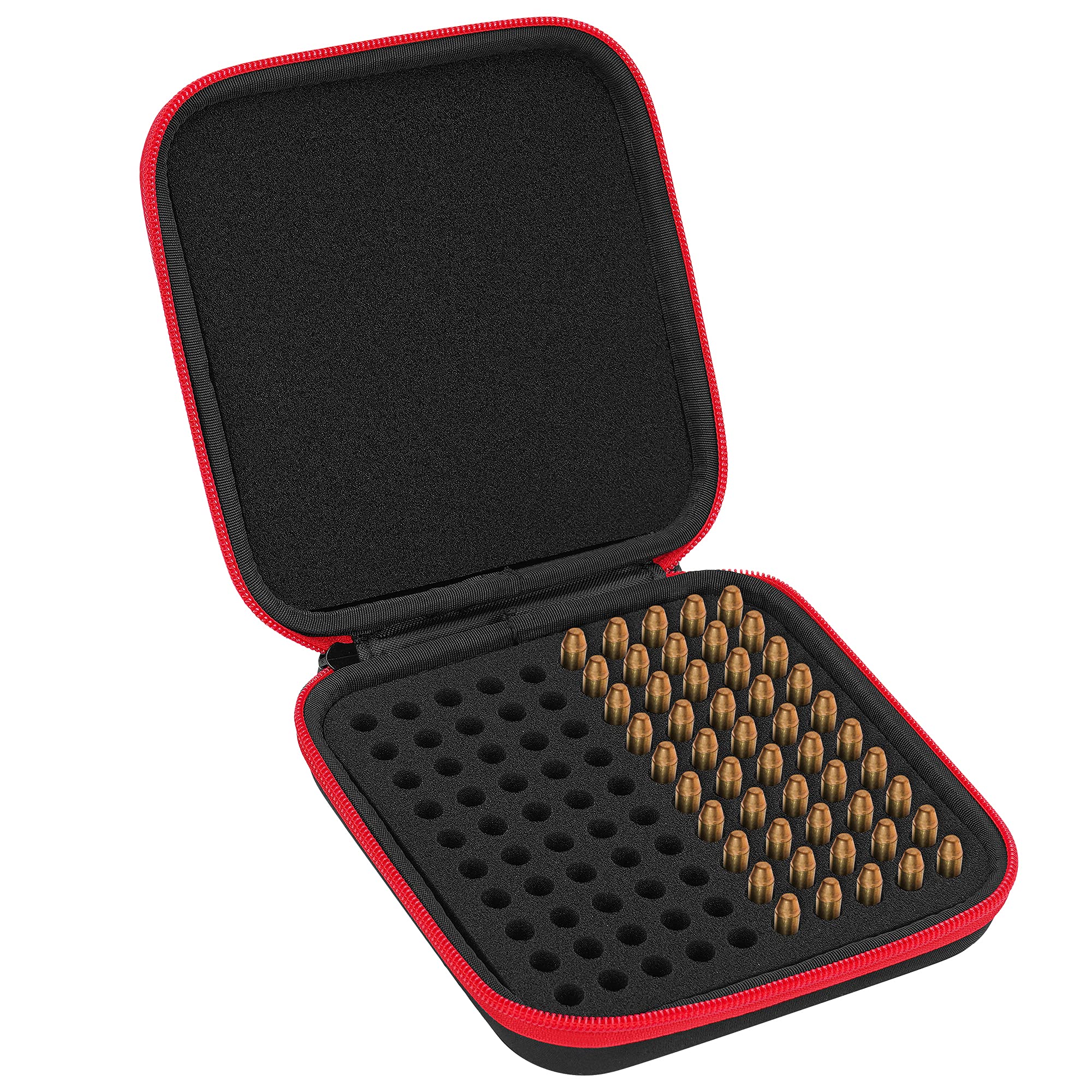 Feel the Peace of Mind: RHCOM Sturdy Material Ammo Case – 100 Round Flip-Top 380/9MM for Secure, Organized Range Days