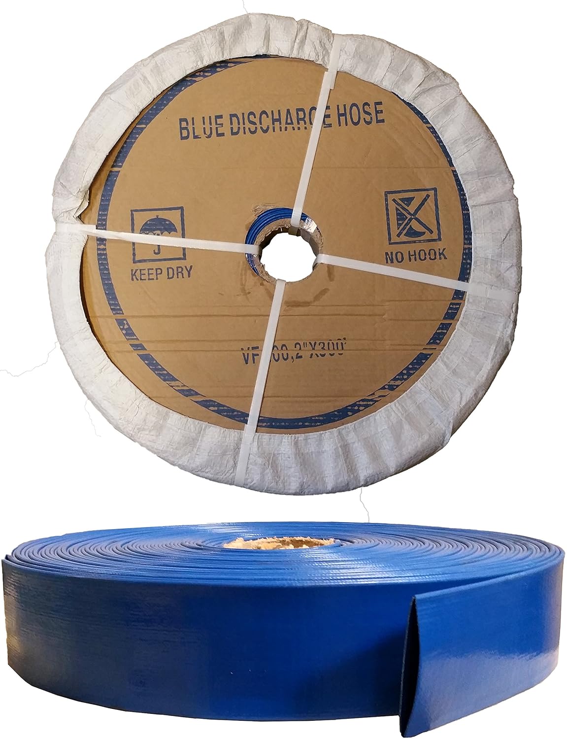 JGB Enterprises 008-0646-0070I Eagle Flo Blue PVC Discharge Hose, 4" x 300', Uncoupled Bulk Roll, 70 psi Working Pressure, -4 Degree F to 150 Degree F