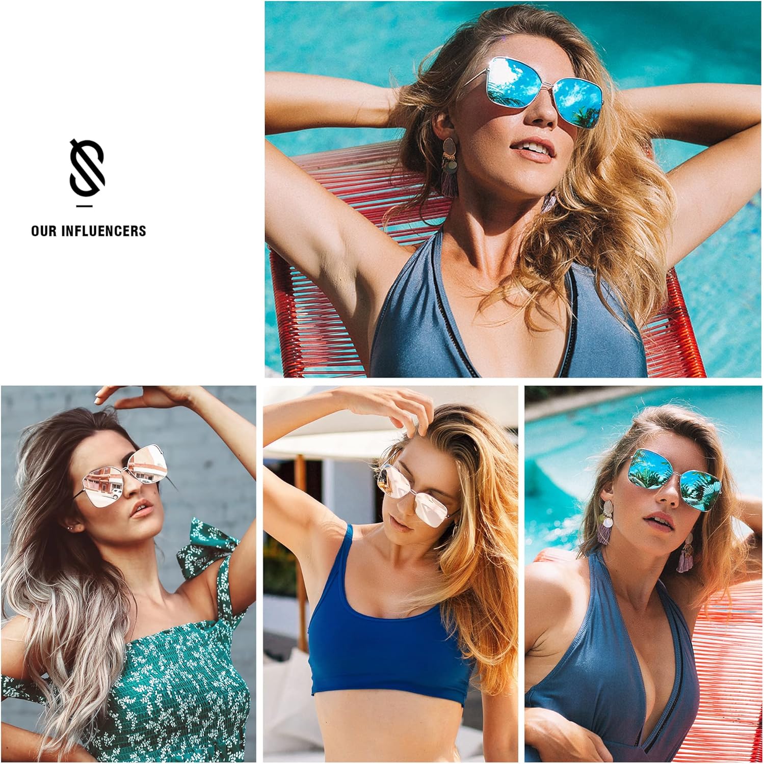 Miniatura 2 de SOJOS Gafas de sol clásicas cuadradas de gran tamaño para mujer, diseño grande estilo Sunnies SJ1082
