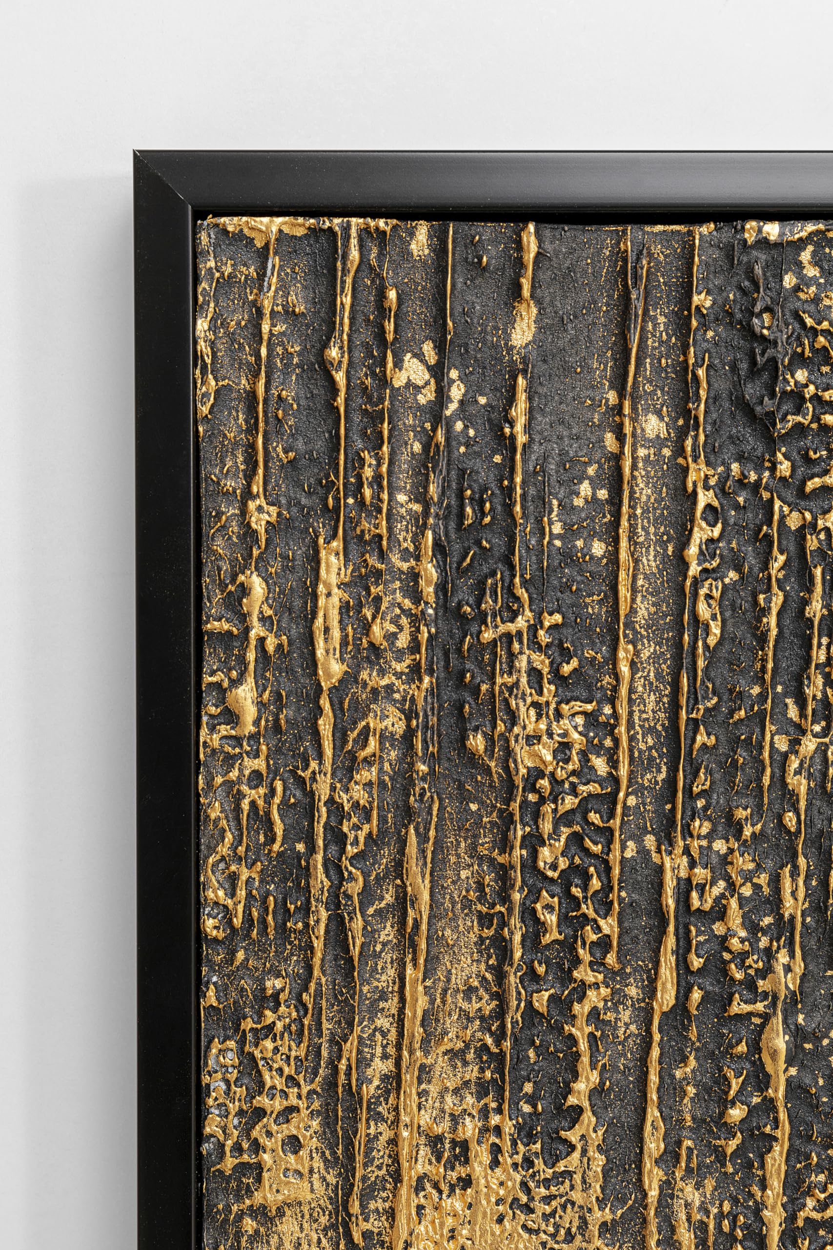 Kare Design Lienzo Abstract, Negro, 120x80 cm, con Marco de Madera Maciza, Pintura Acrílica Hecha a Mano, Arte Abstracto Moderno