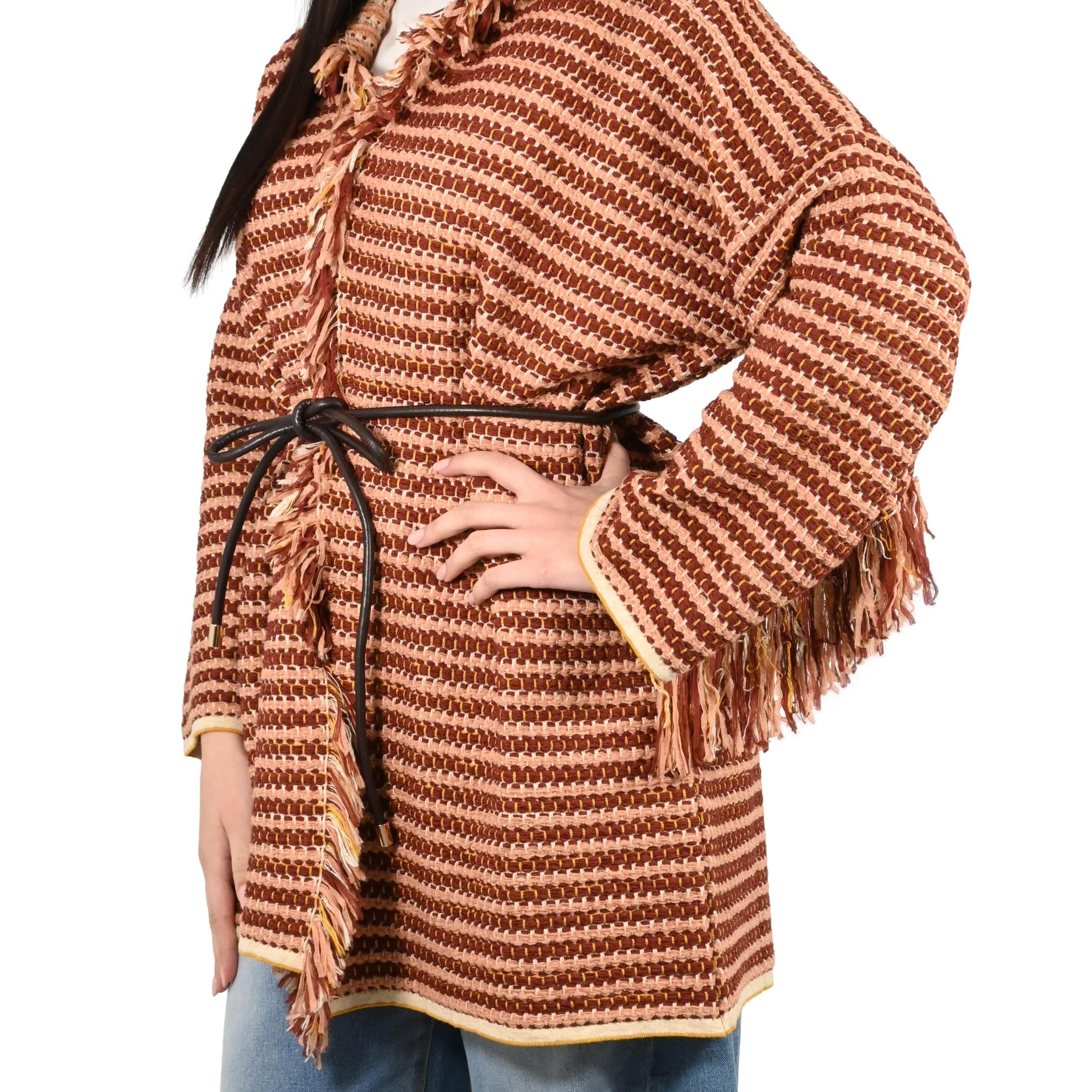 Kontatto maglia donna senape ecru terra nude 3M1581C