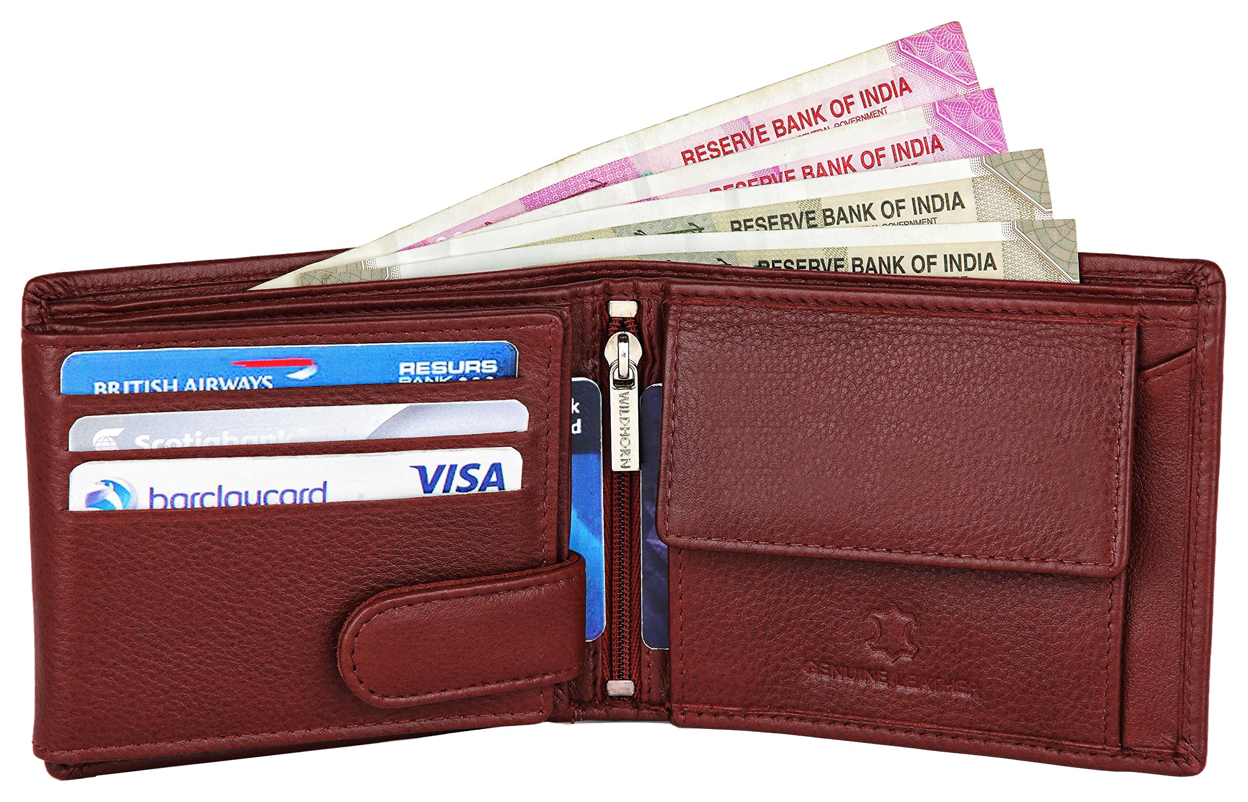 WildHorn Leather Wallet for Men (Royal Maroon) 3