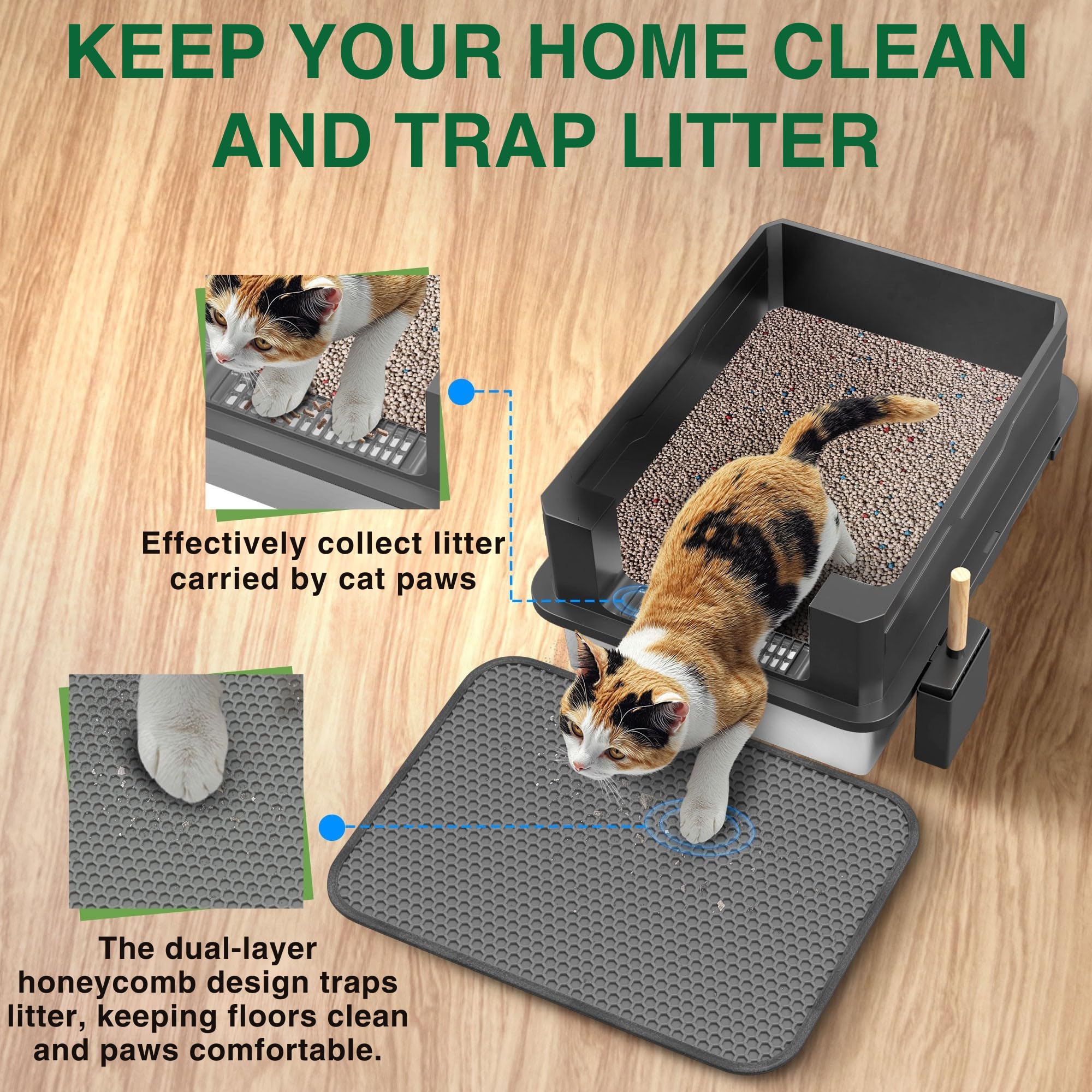 2-Pack XXXL Stainless Steel Cat Litter Box – Extra Large 28" L x 20" W with High Sides & Lid, Non-Stick, No Odor, Leak-Proof Metal Boxes for Large & Multiple Cats, Easy to Clean - image 3