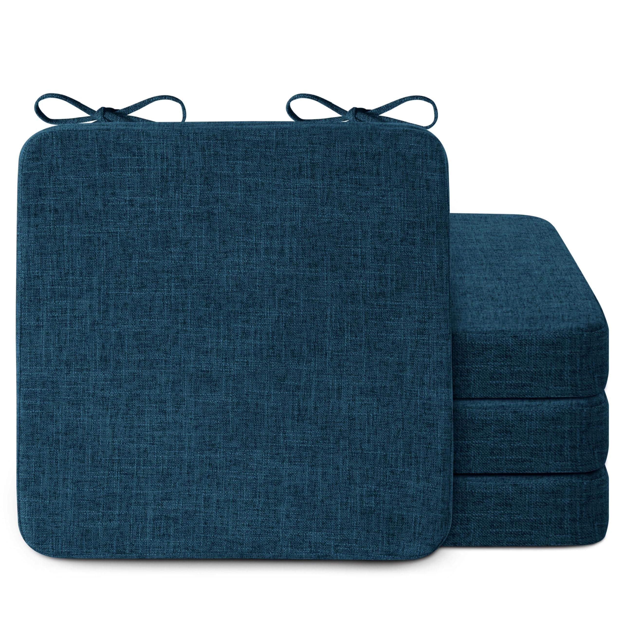 AddGrace Square Chair Cushions for Dining Chairs 16x16x2inch (4, Dark Blue)