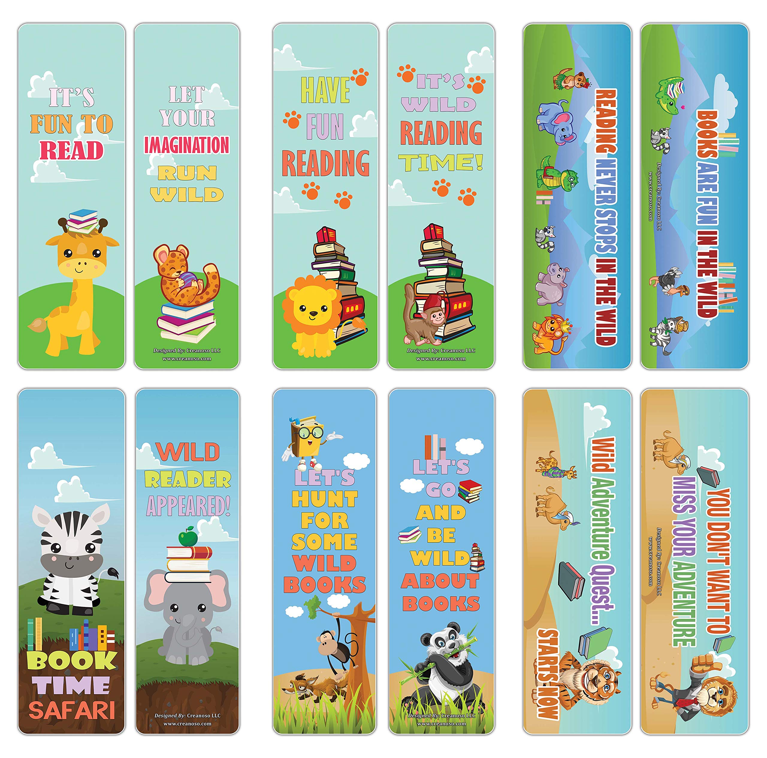 Cute Sayings Animal Bookmarks (30-Pack) Wild Animals (30-Pack)
