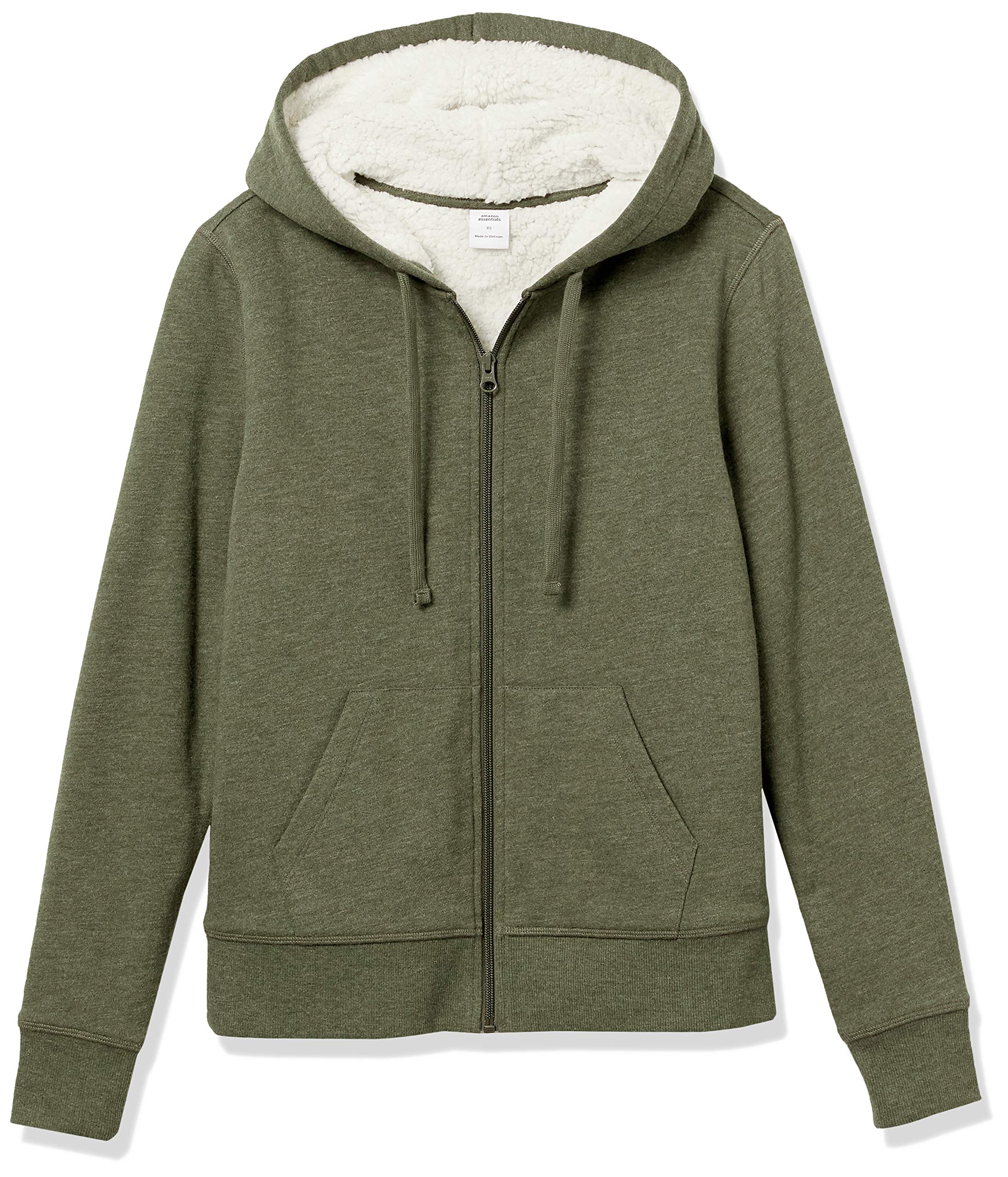 Amazon Essentials Kobiety Sherpa polarowa kurtka z kapturem na zamek błyskawiczny (dostępna w rozmiarze plus)