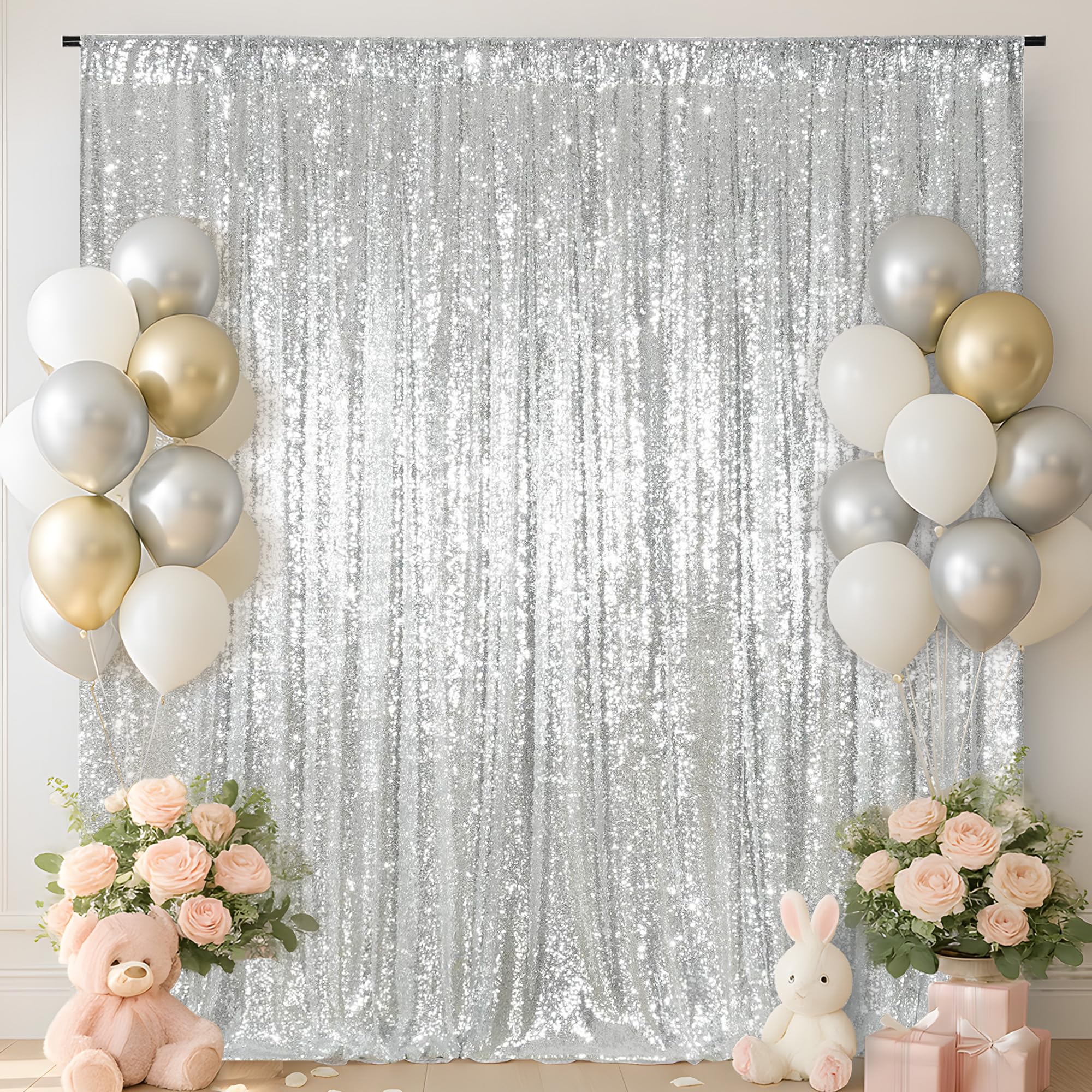 Sequin Backdrop 183x243cm Iridescent Shinny Sequin Photography Backdrop Party Prom Wedding Youtobe Banquet Photo Background (6x8 feet) — view 165