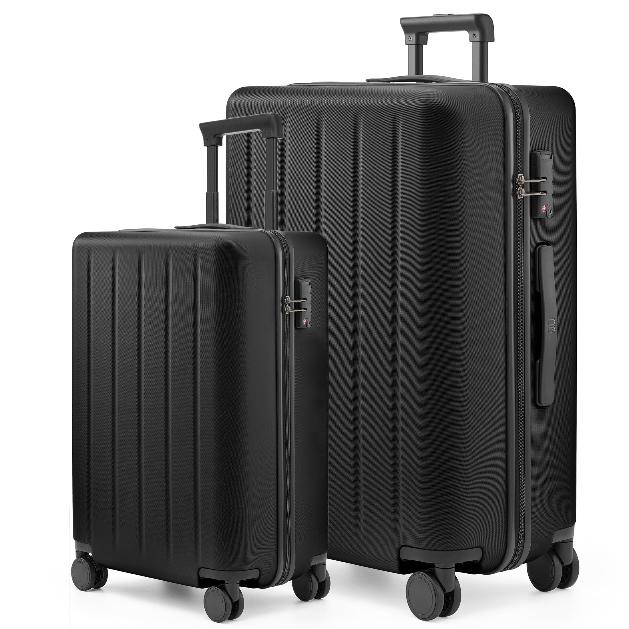 NINETYGO Luggage Sets, Airline Approved, 2 Piece Hard-Shell Suitcases Sets with Spinner Wheels for Travel, Carry on Luggage, 22 X 14 X 9 Airline Approved (Black, 20""/28""), LG01004
