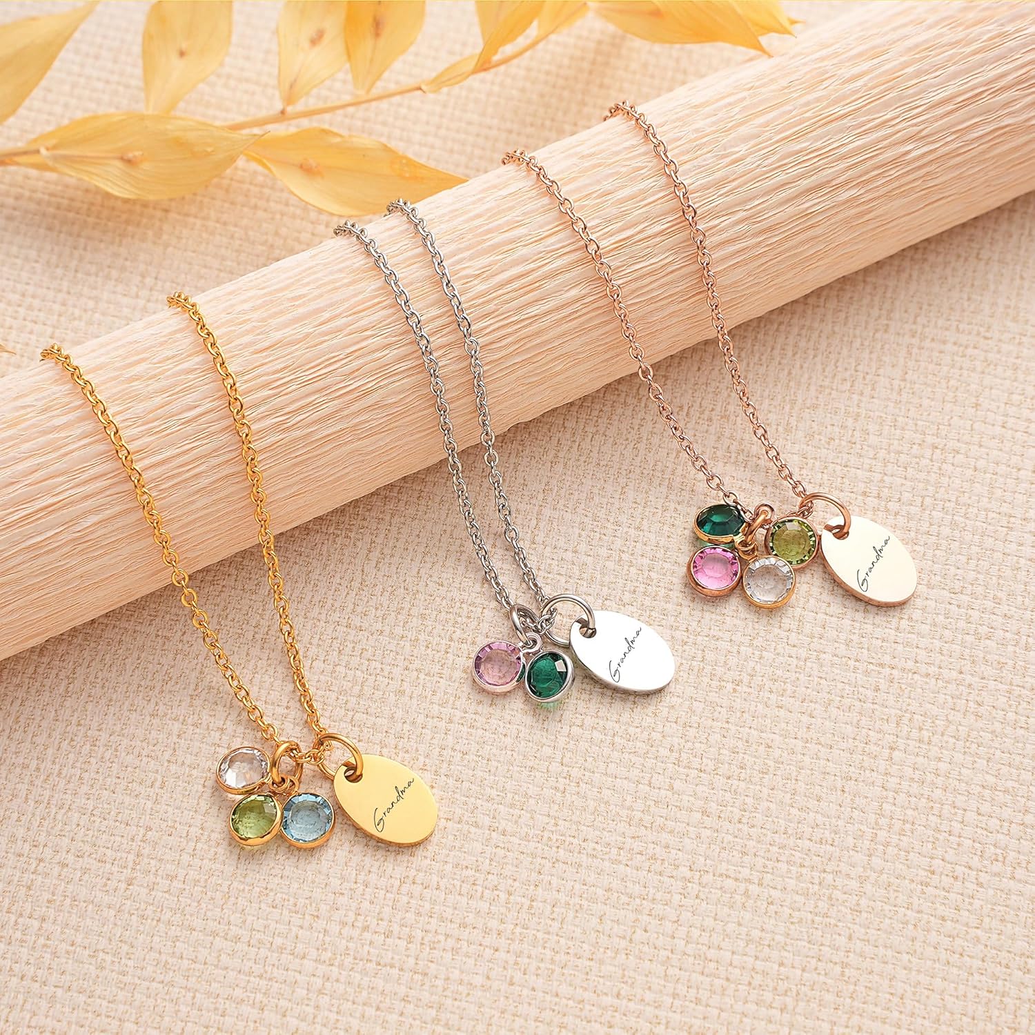 Grandma Necklace with Birthstones – Personalized Grandmother Jewelry from Grandkids – Custom Family Name Necklace with Birth Month Charms – Birthday or Christmas Gift for Grandma - Image 2