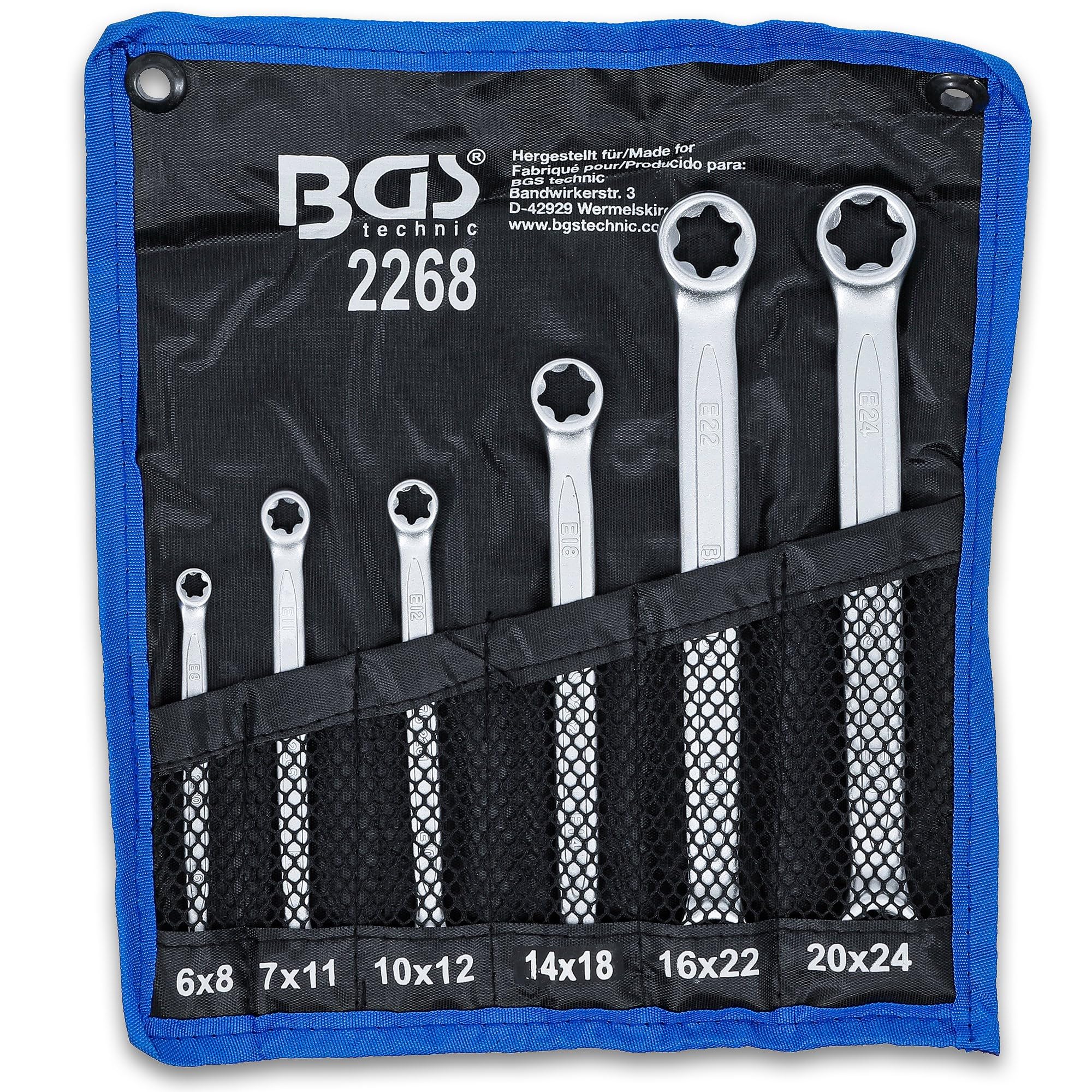 BGS 2268 | Set di chiavi a doppio anello con teste ad anello e profilo E | E6 x E8 - E20 x E24 | 6 pz.