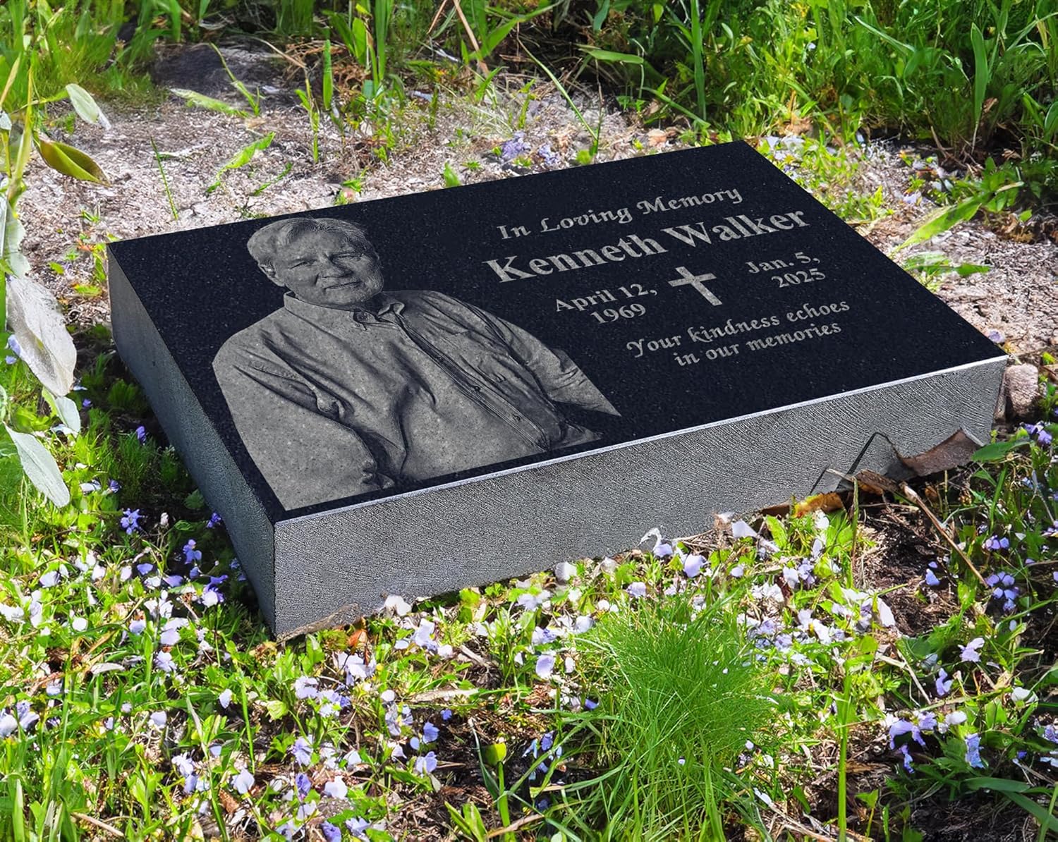 Memorial Headstone for Outdoors | Tombstone for Cemetery | Weatherproof Grave Marker | Memorial Cross | Yard Plaque | Decorations for Celebration of Life