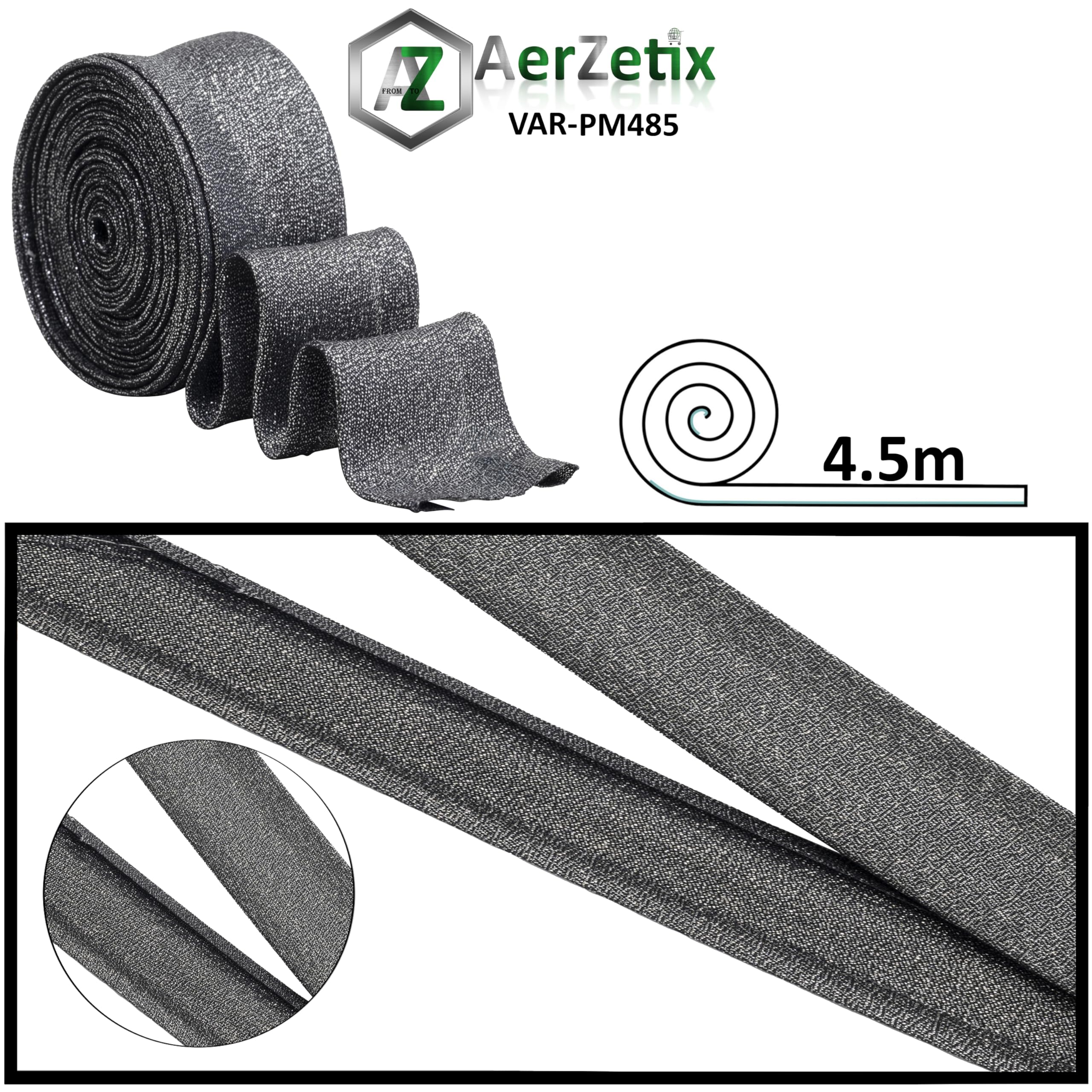 Nastro In Sbieco Brillante - 4,5 Metri X 30mm - Cotone E Poliestere - Colore Argento Per Cucito E Decorazioni - Foto 7