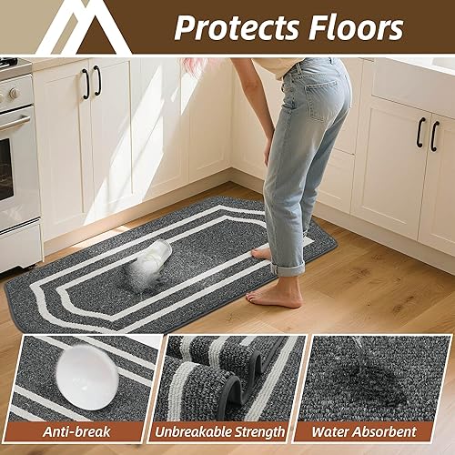 Miniatura 3 de COSY HOMEER Tapetes largos de cocina para el frente del fregadero, alfombras y tapetes de cocina súper absorbentes, de 24 x 59 pulgadas, tapete de
