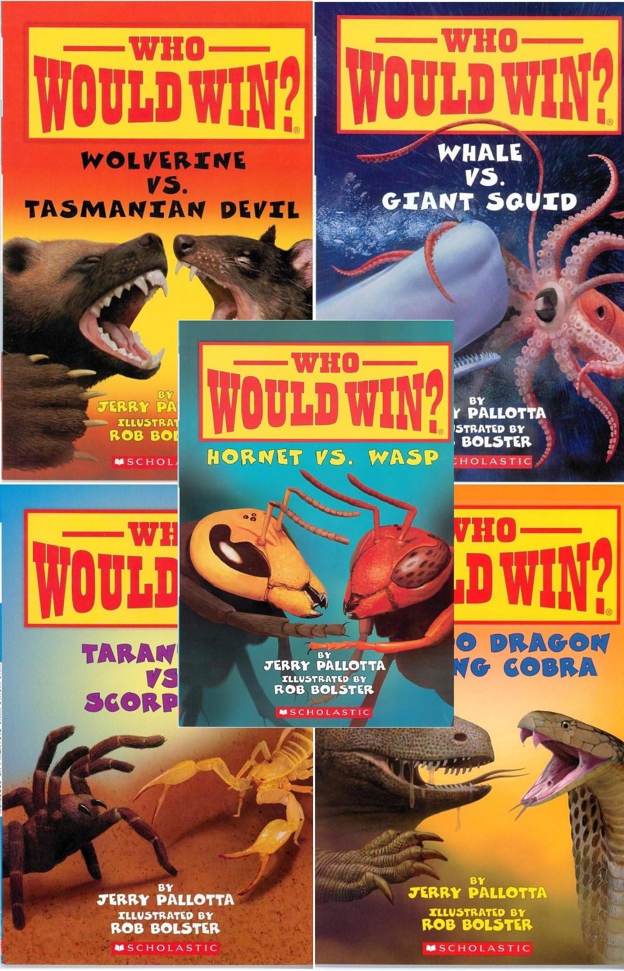 Who Would Win? Showdown 5 Book Set: Who Would Win? Hornet Vs. Wasp / Who Would Win? Wolverine Vs. Tasmanian Devil / Who Would Win? Whale Vs. Giant Squid / Who Would Win? Tarantula Vs. Scorpion / Who Would Win? Komodo Dragon Vs. King Cobra (Who Would Win?)