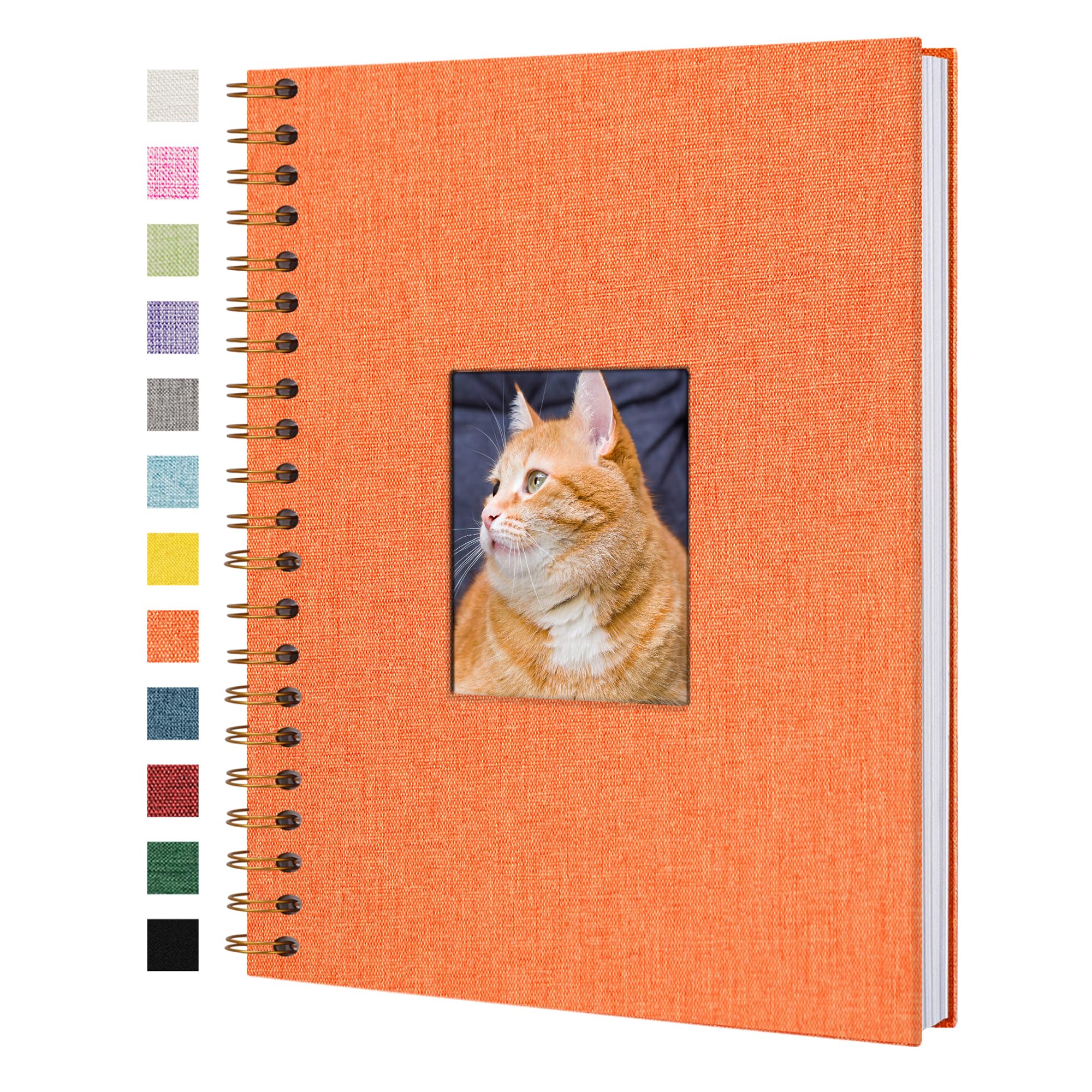 Fotobuch Scrapbook mit Leineneinband, 20 x 28 cm Hardcover mit weißem Kraftpapier-Seiten, für Hochzeit Reisen Gästebuch Weihnachten Baby Shower Familie Erinnerungen (40 Blätter/80 Seiten)