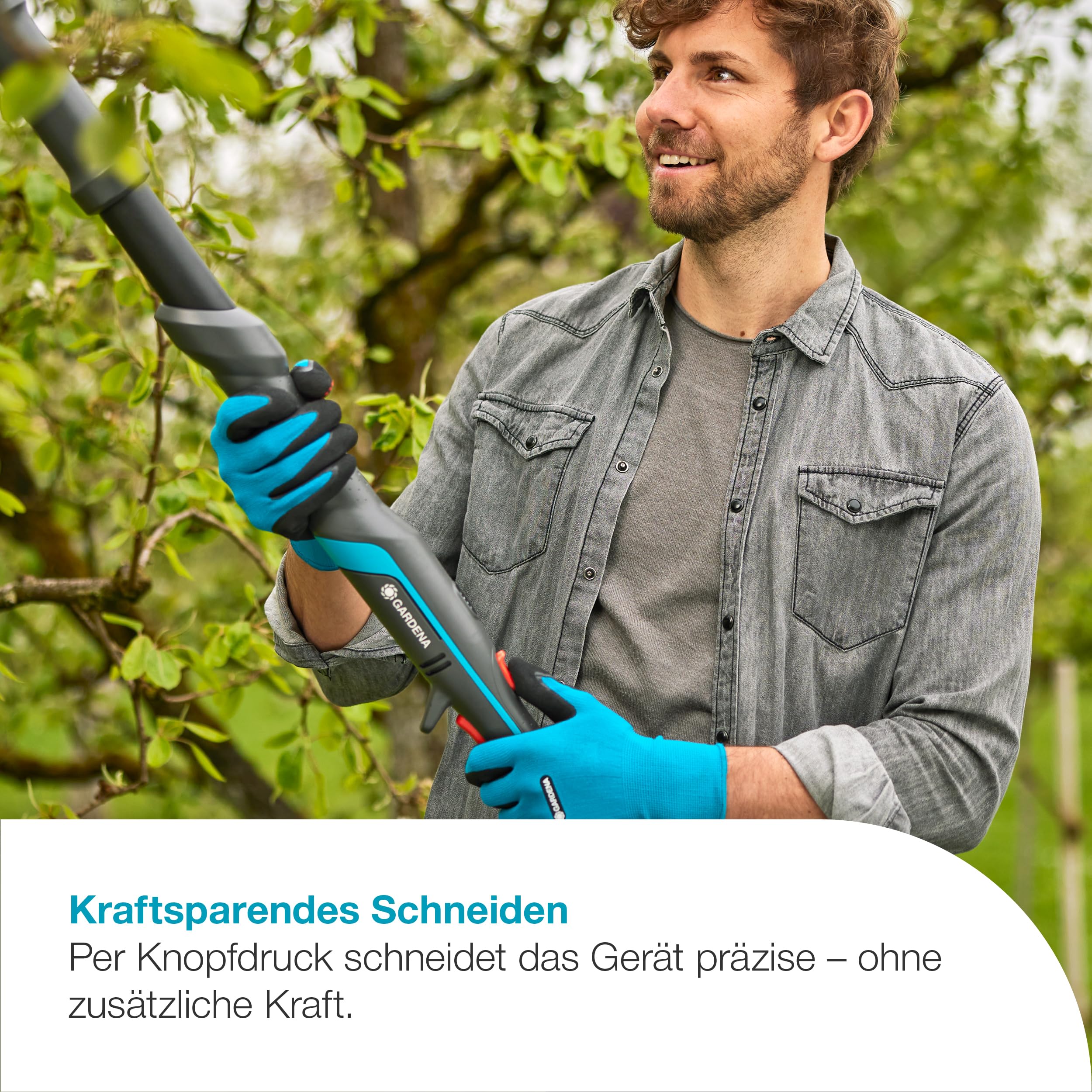 Gardena Akku-Teleskop-Baumschere HighCut 250/18V P4A Solo: Teleskopstiel, Bis zu 4m Reichweite, Stahlmesser, Schwenkbarer Schneidkopf, Kabellos (14774-55)