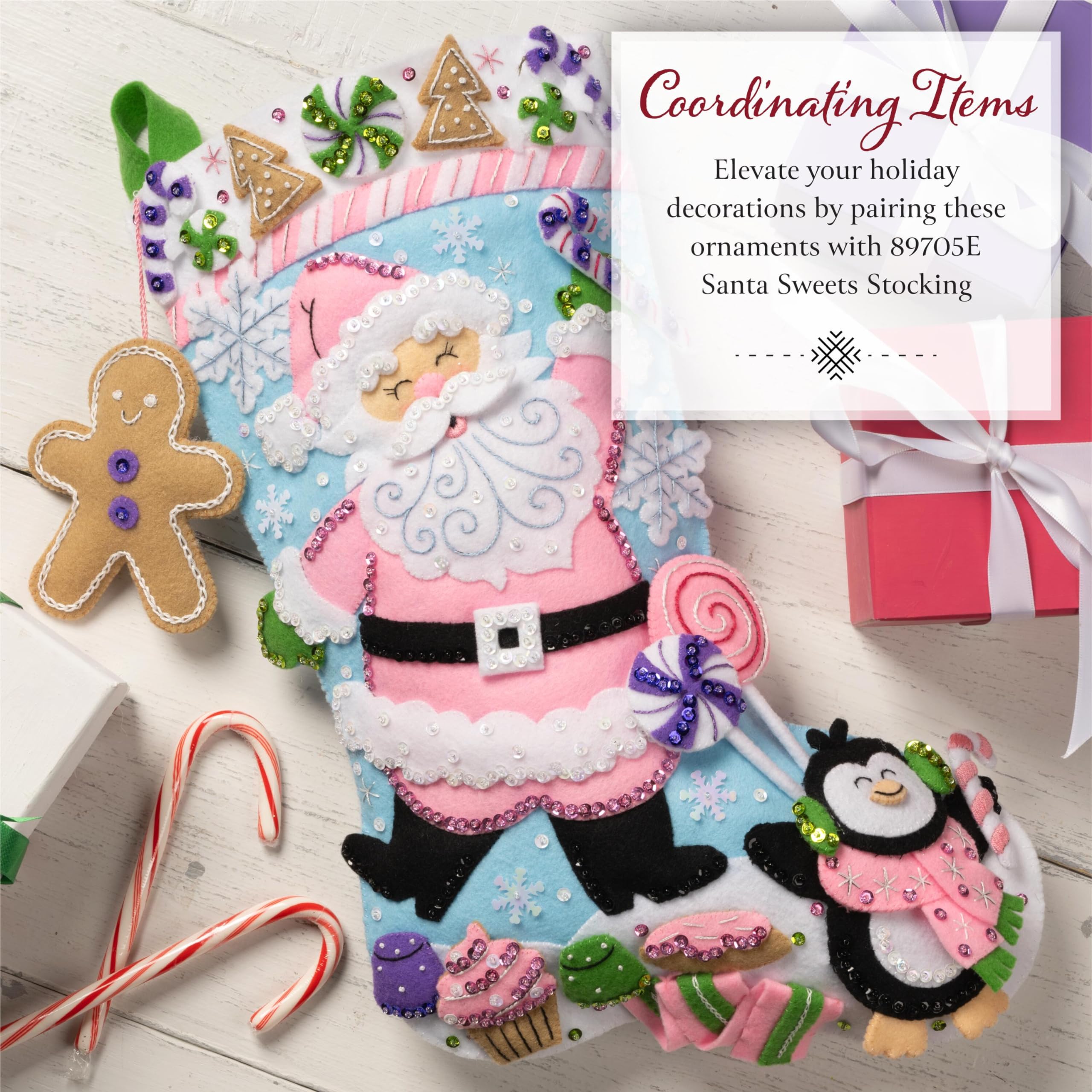 Amazon.com: Bucilla Felt Applique 4 Piece Ornament Making Kit