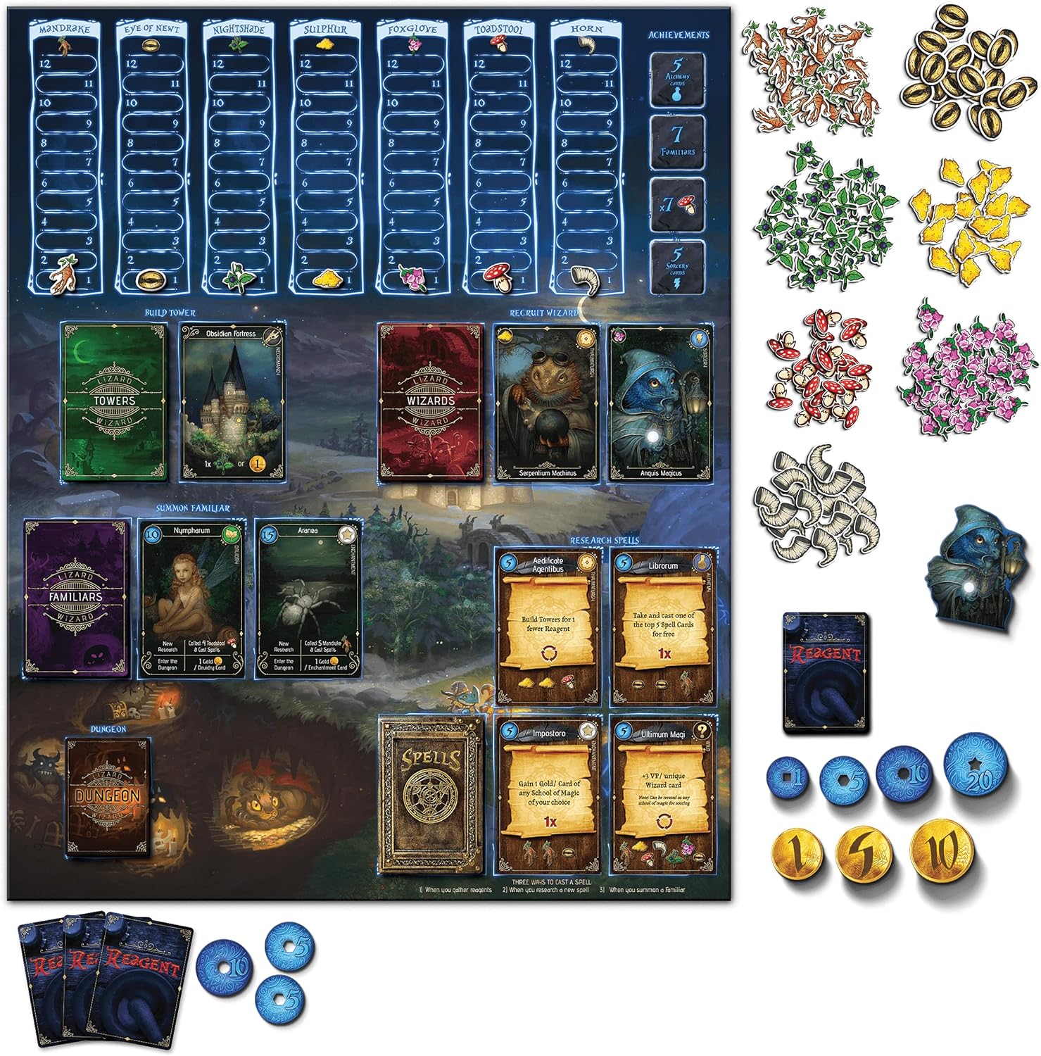 Forbidden Games, Lizard Wizard – Fantasy Strategy Game of Spellcasting, Potions, and Mystical Creatures, Ages 10+, 2-6 Players, Family Game Night Essential