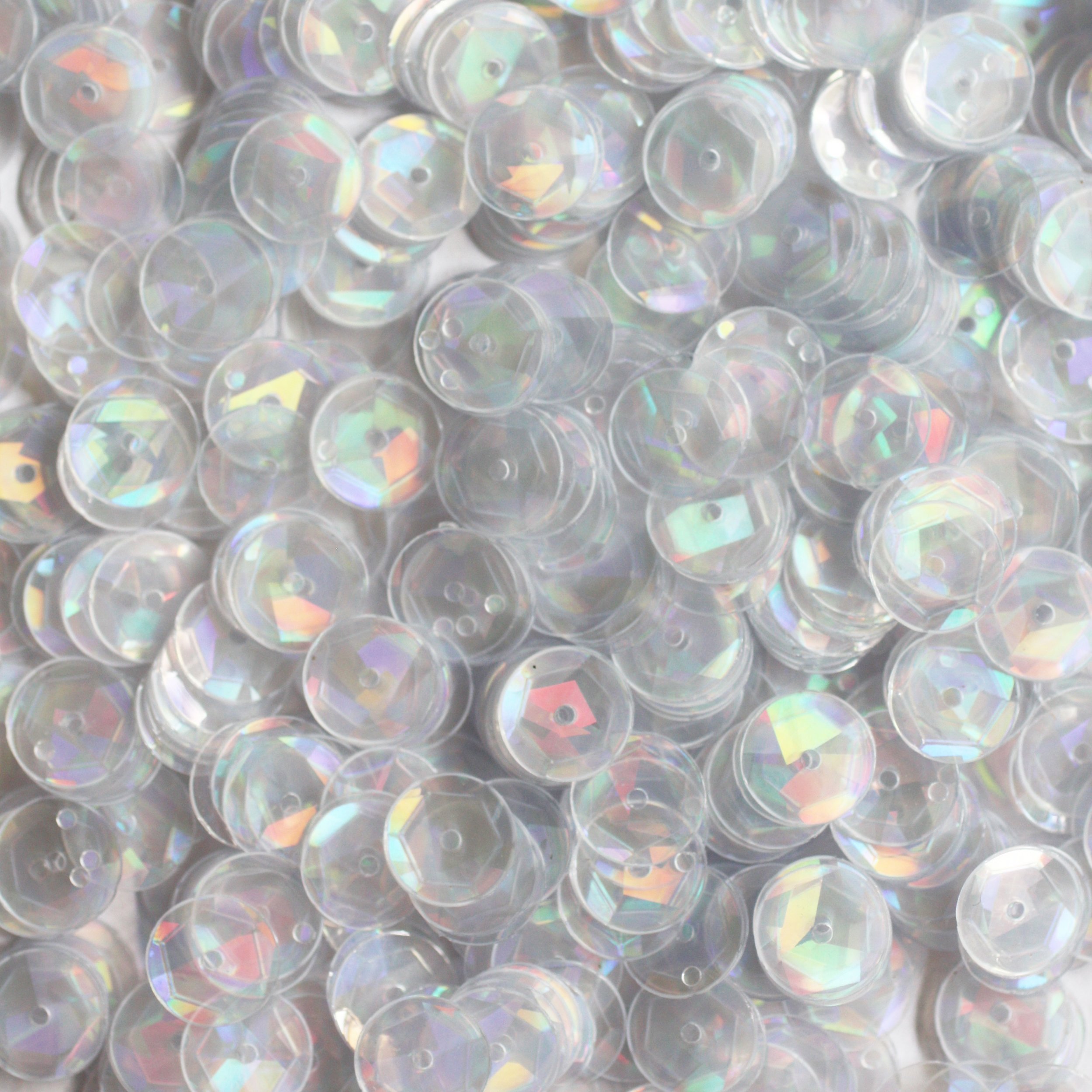 8mm Cup Facet Round SEQUIN PAILLETTES ~ CRYSTAL HOLOGRAM Reflective Rainbow ~ Loose sequins for embr